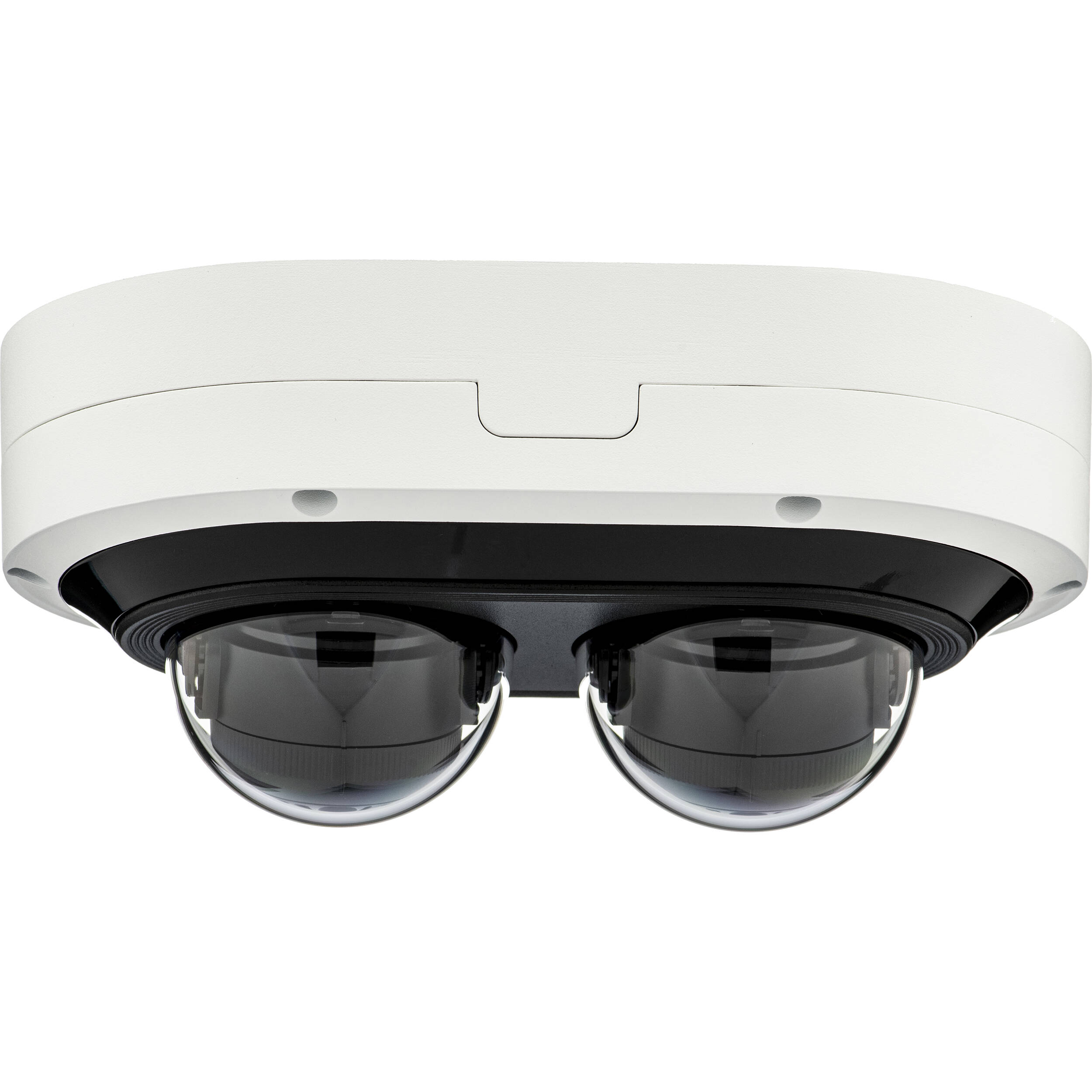 Network vandal outdoor 2CH IR dome camera, (6MP X 2 sensors) 12MP @ 15fps, 3.4~6.8mm(2x) (95.08 degrees ~47.64 degrees ) motorized varifocal    lens, Triple codec (H.265/H.264/MJPEG), IR viewable length 25m (82ft),  USB port for easy installation, Day & Night (ICR), extremeWDR (120dB), DIS, Handover, Analytics events: Defocus detection, Directional  detection, Motion detection, Appear/Disappear, Enter/Exit, Loitering, Tampering, Virtual line, Audio detection, Sound classification, FIPS 140-2, micro SD card 512GB, IP66, NEMA4X, IK10, Operating temperature: -40 degrees C~+55 degrees C(-40 degrees F ~ +131 degrees F), Power: PoE+, Metal shielded RJ-45, Hard-coated dome bubble — view 3