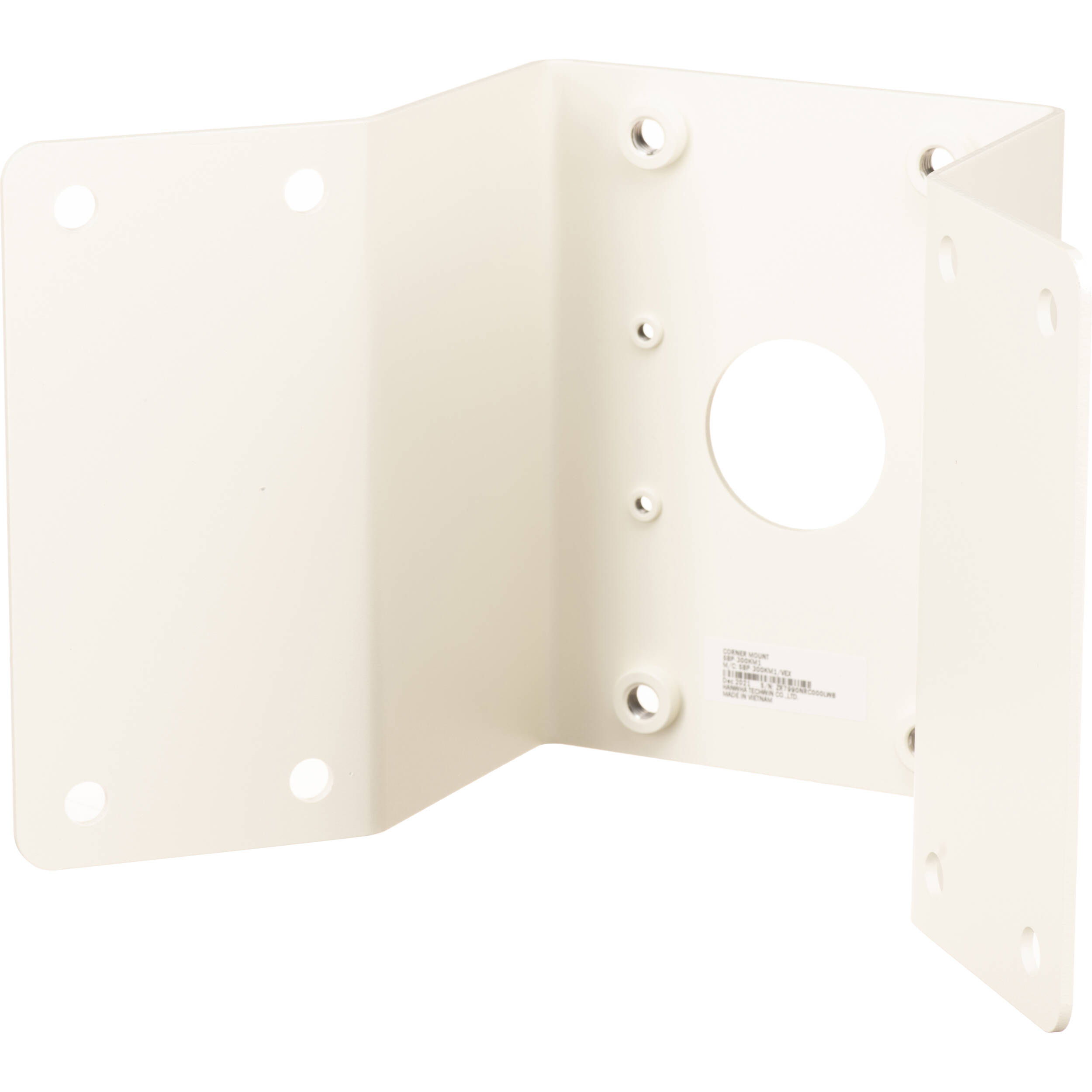 Hanwha SBP-300KM1 ivory corner mount adapter accessory for a network camera — view 6