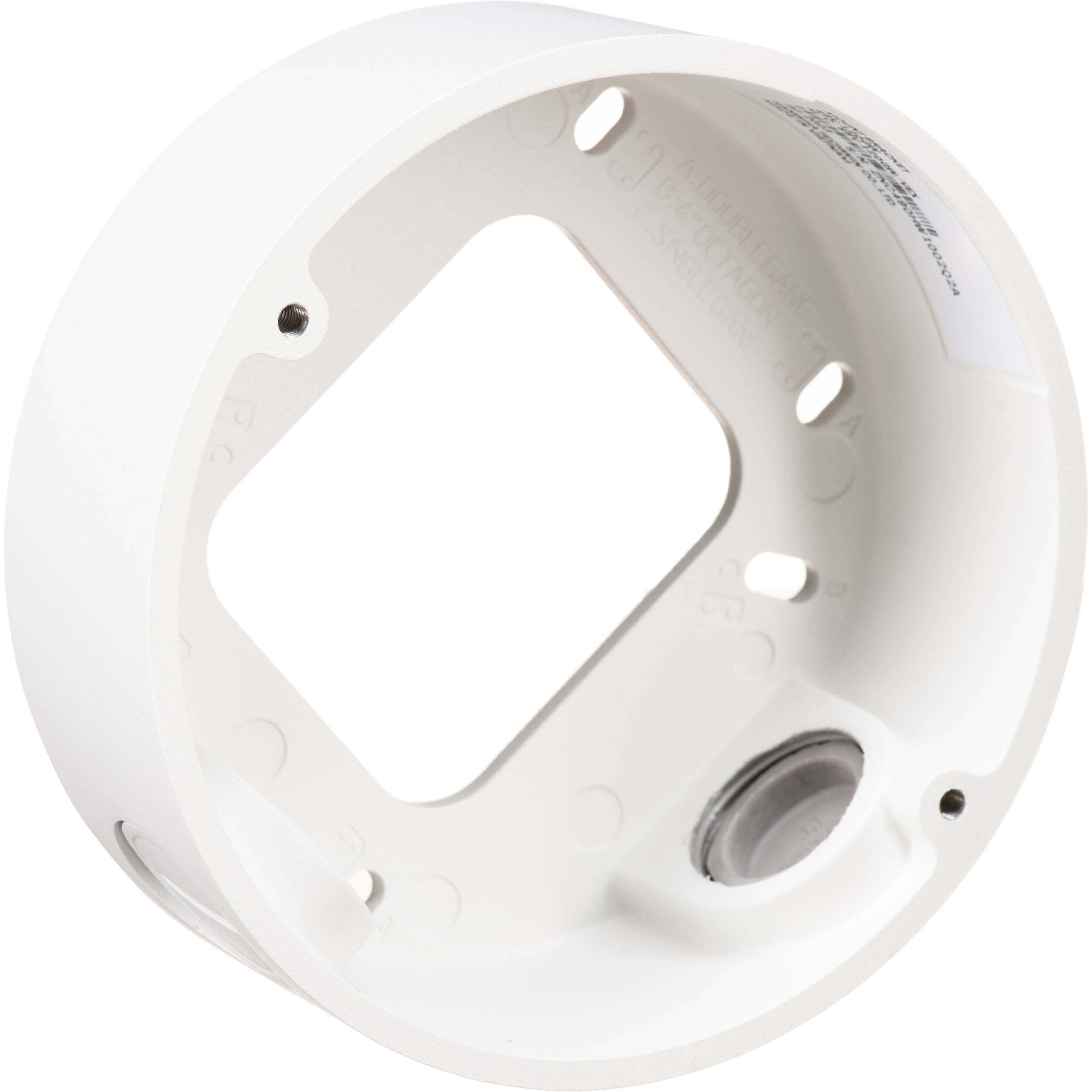 Hanwha Vision SBV-120GW white back box with knockouts for compatible QNV dome cameras — view 5