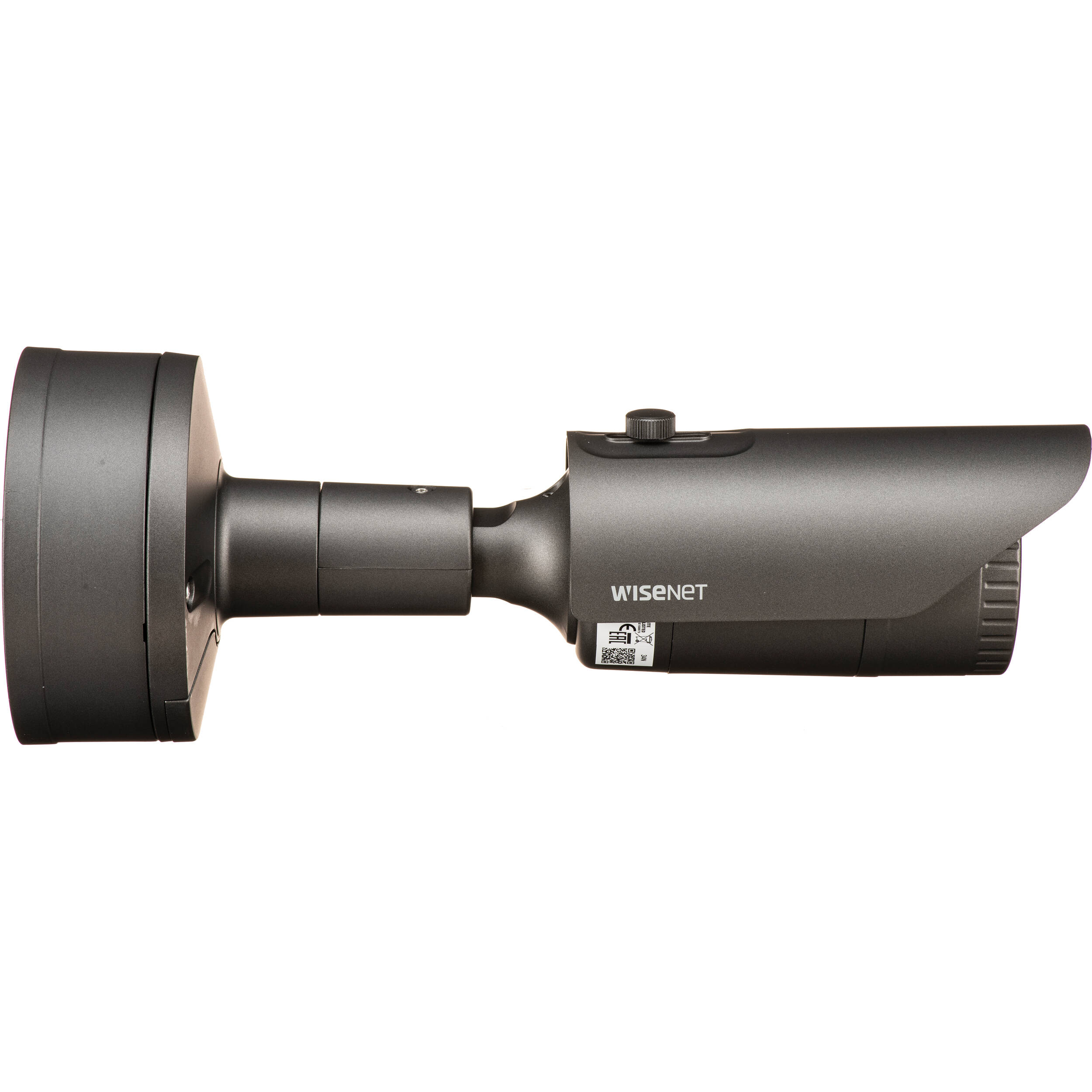 Wisenet X powered by Wisenet 5 network outdoor vandal bullet camera, 5MP  @30fps, 3.7mm fixed lens (97.5 ), triple codec H.265/H.264/MJPEG with WiseStream II technology, 120dB WDR, USB port for easy installation, advanced video analytics and sound classification and business IP67, IK10, Nema 4X analytics, high powered IR LEDs range of 98', true D/N, dual SD card, hallway view, HLC, defog detection, DIS, backbox included,  12VDC/PoE, — view 3