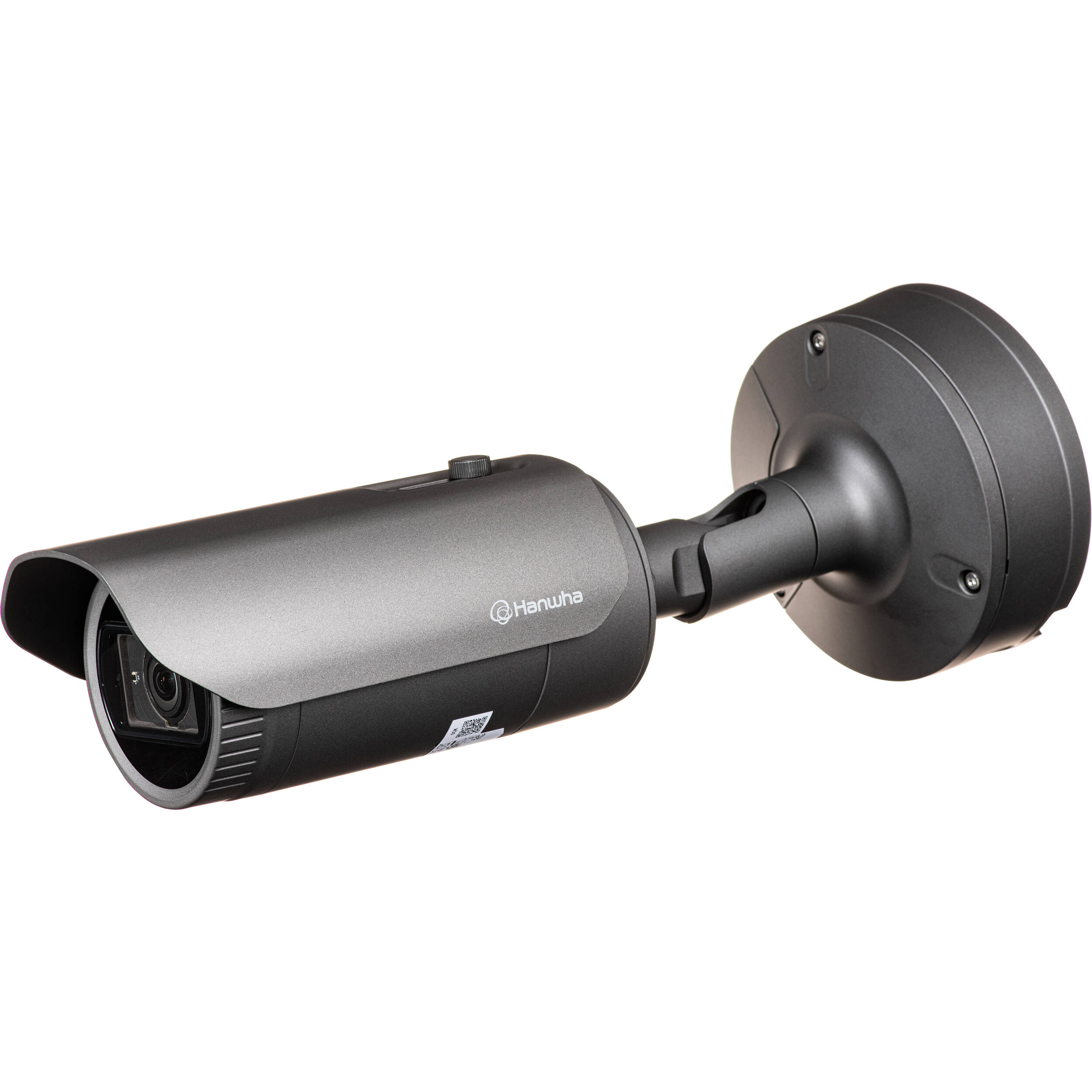 Wisenet X powered by Wisenet 5 network IR outdoor bullet camera, 5MP @30fps, motorized vari-focal lens 2.4x (3.7~9.4mm) (100.2 ~38.7 ), triple codec H.265/H.264/MJPEG with WiseStream II technology, 120dB WDR, USB port for easy installation, advanced video analytics and sound classification, high powered IR LEDs range of 164', true D/N, dual SD card, hallway view, HLC, defog detection, DIS, backbox included, 12VDC/24VAC/PoE, IP67, IK10, Nema 4X, -40 C ~ +55 C (-40 F ~ +131 F) — view 3