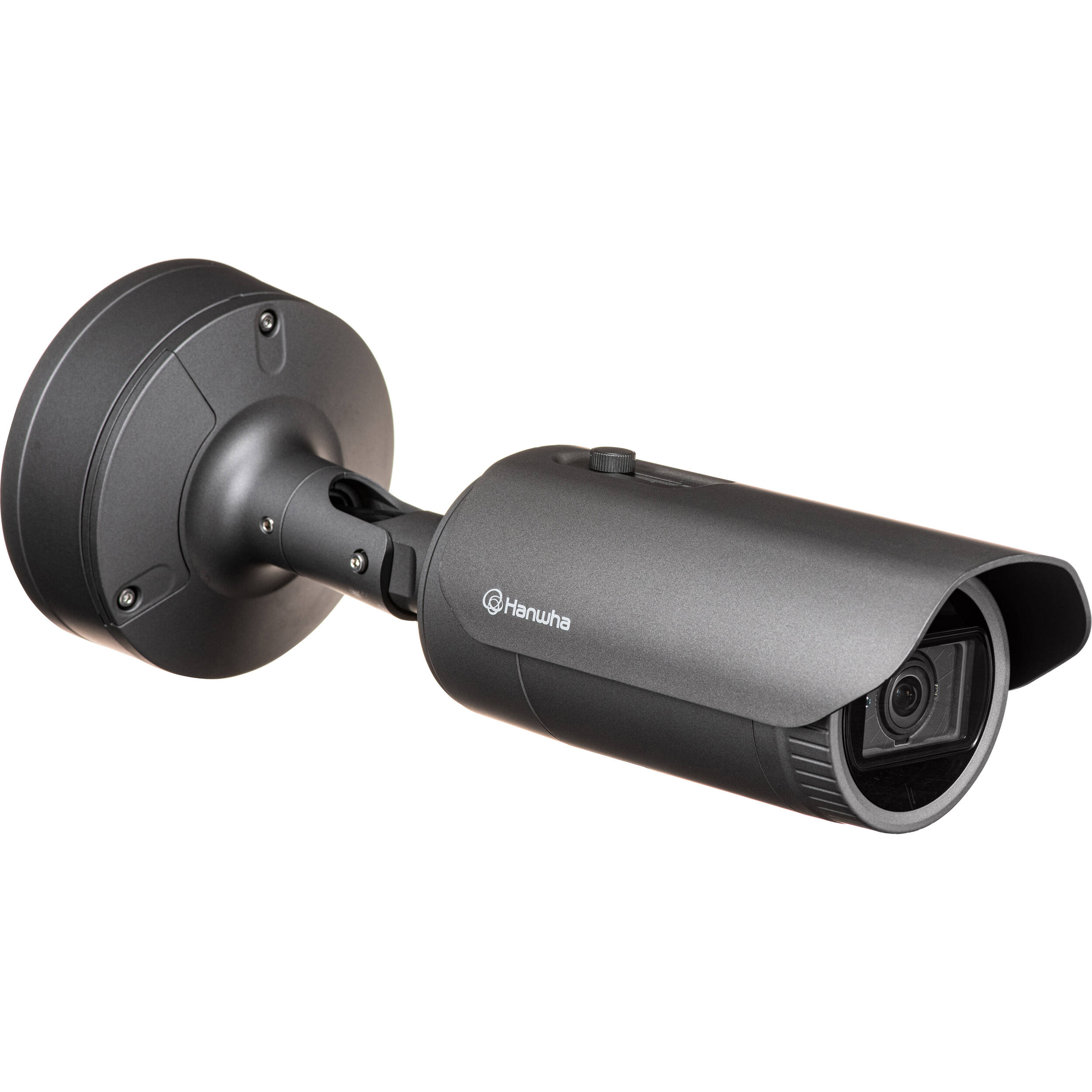 Wisenet X powered by Wisenet 5 network IR outdoor bullet camera, 5MP @30fps, motorized vari-focal lens 2.4x (3.7~9.4mm) (100.2 ~38.7 ), triple codec H.265/H.264/MJPEG with WiseStream II technology, 120dB WDR, USB port for easy installation, advanced video analytics and sound classification, high powered IR LEDs range of 164', true D/N, dual SD card, hallway view, HLC, defog detection, DIS, backbox included, 12VDC/24VAC/PoE, IP67, IK10, Nema 4X, -40 C ~ +55 C (-40 F ~ +131 F) — view 4