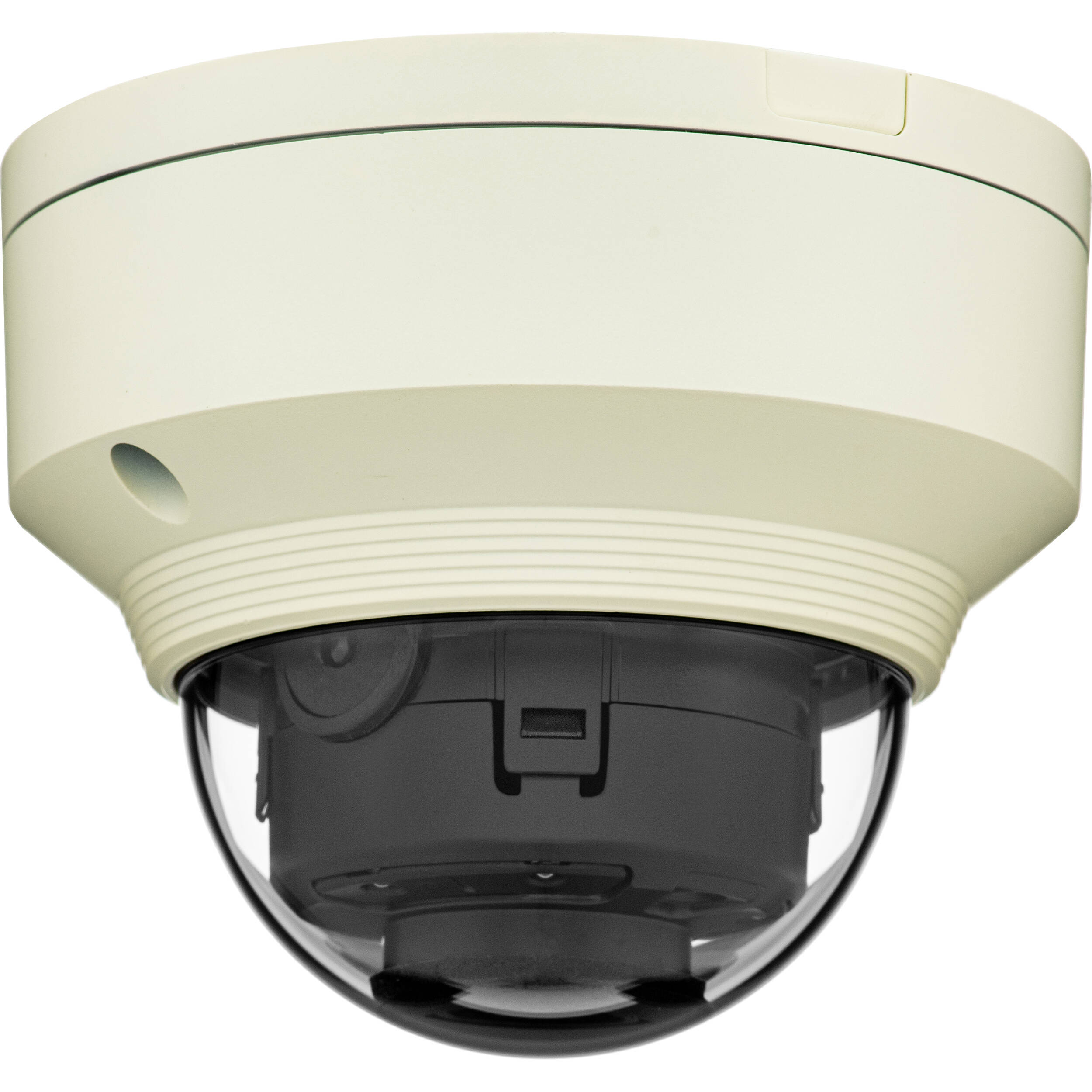 Wisenet X powered by Wisenet 5 network IR outdoor vandal dome camera, 5MP @30fps, 3.7mm fixed focal lens (97.5 ), triple codec H.265/H.264/MJPEG with WiseStream II technology, 120dB WDR, USB port for  easy installation, advanced video analytics and sound classification and business analytics, high powered IR LEDs range of 98', true D/N, dual SD card, hallway view, HLC, defog detection, DIS, 12VDC/PoE, IP67, IK10 — view 3