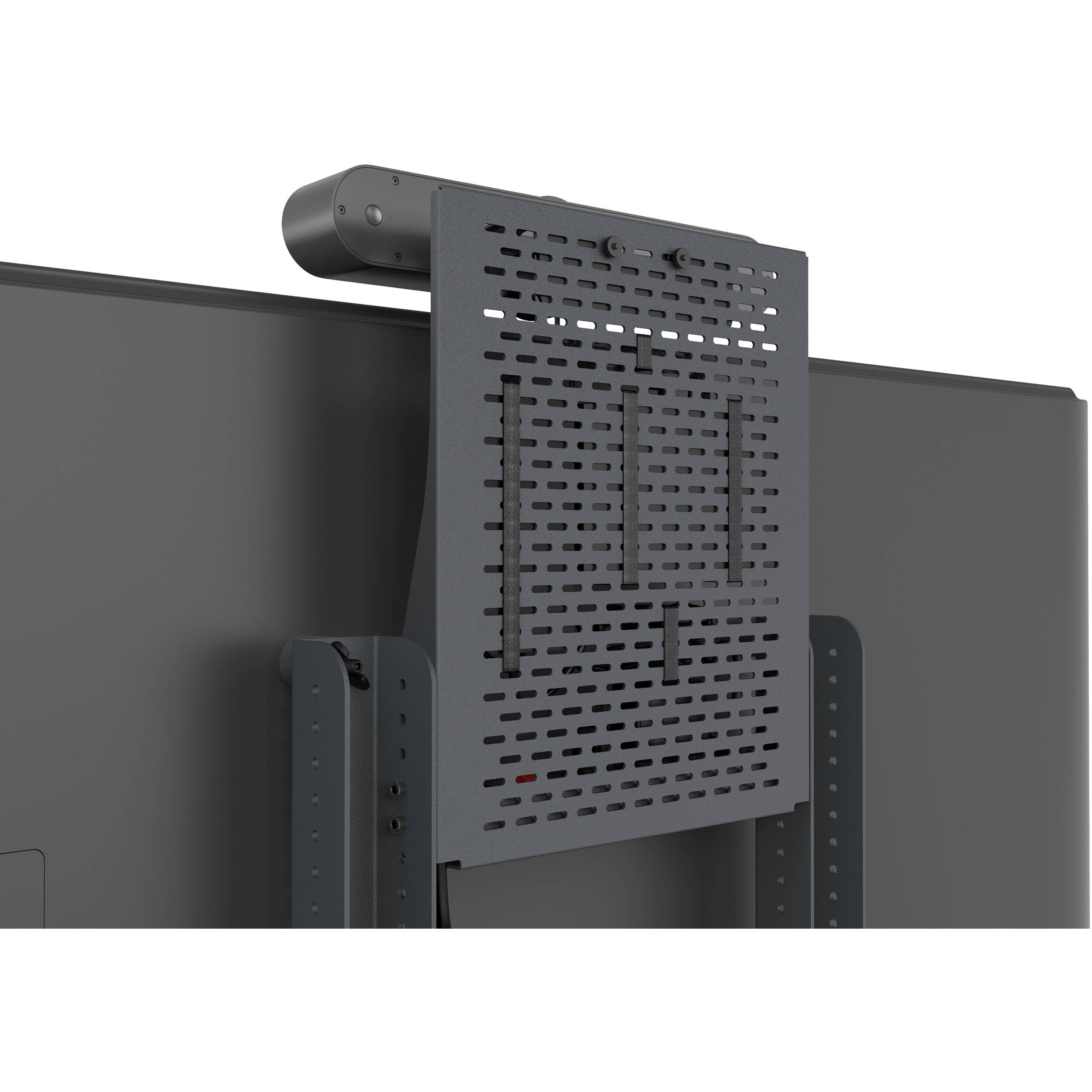 Heckler Design H702-BG black grey device panel for AV cart mounting conferencing cameras and video bars — view 2
