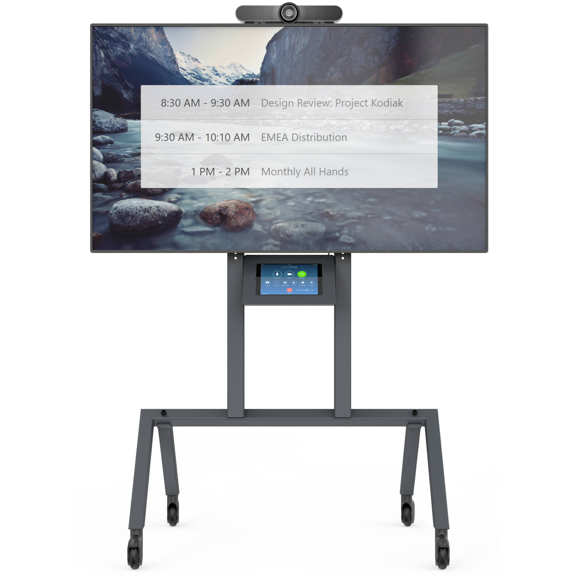 Heckler Design H702-BG black grey device panel for AV cart mounting conferencing cameras and video bars — view 8