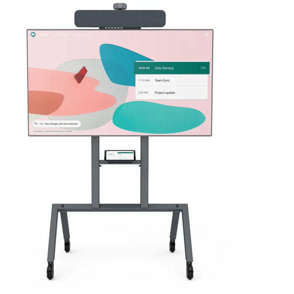 Heckler Design H720-BG AV cart for Google Meet Series One Room Kit in a collaboration room — view 5