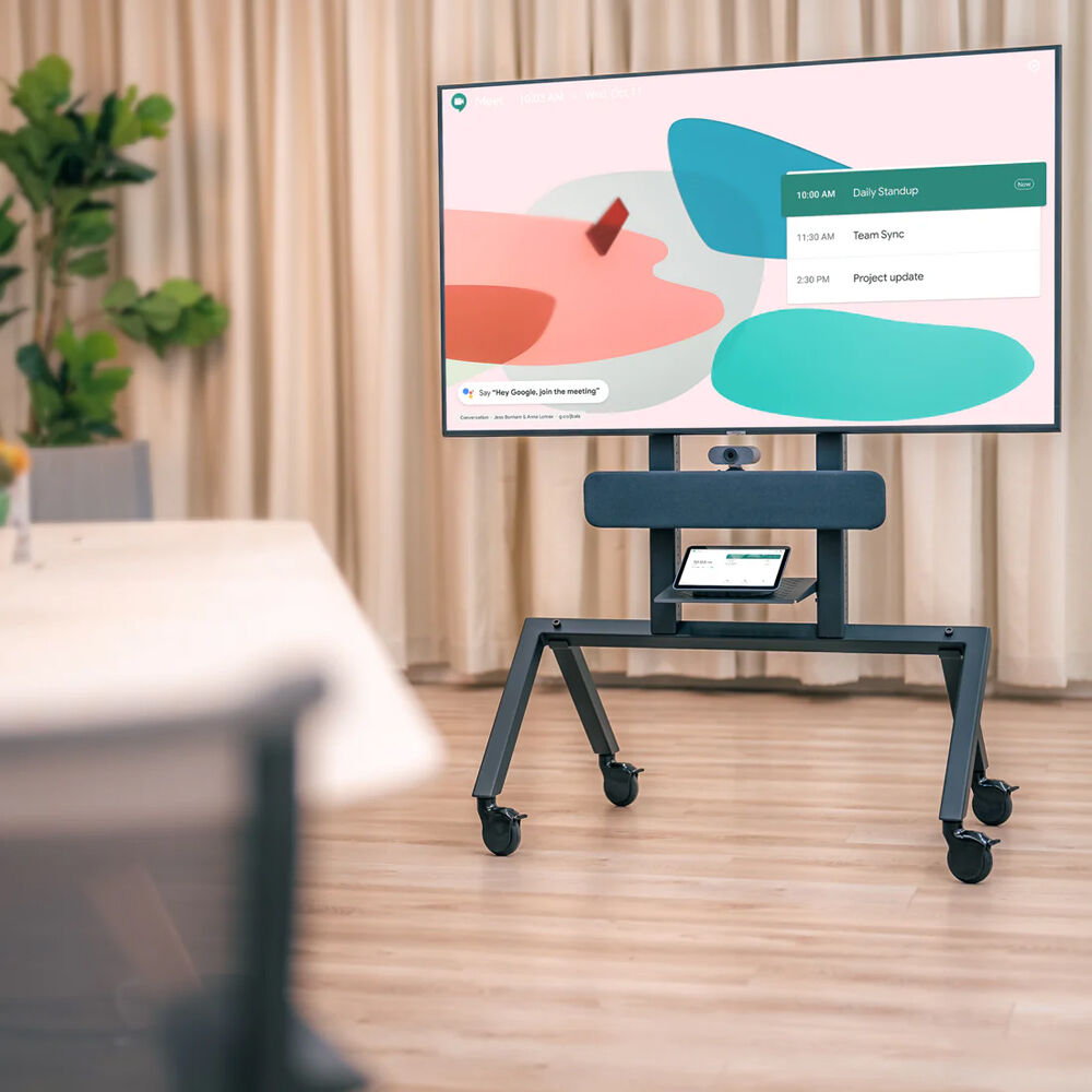 Heckler Design H720-BG AV cart for Google Meet Series One Room Kit in a collaboration room — view 6