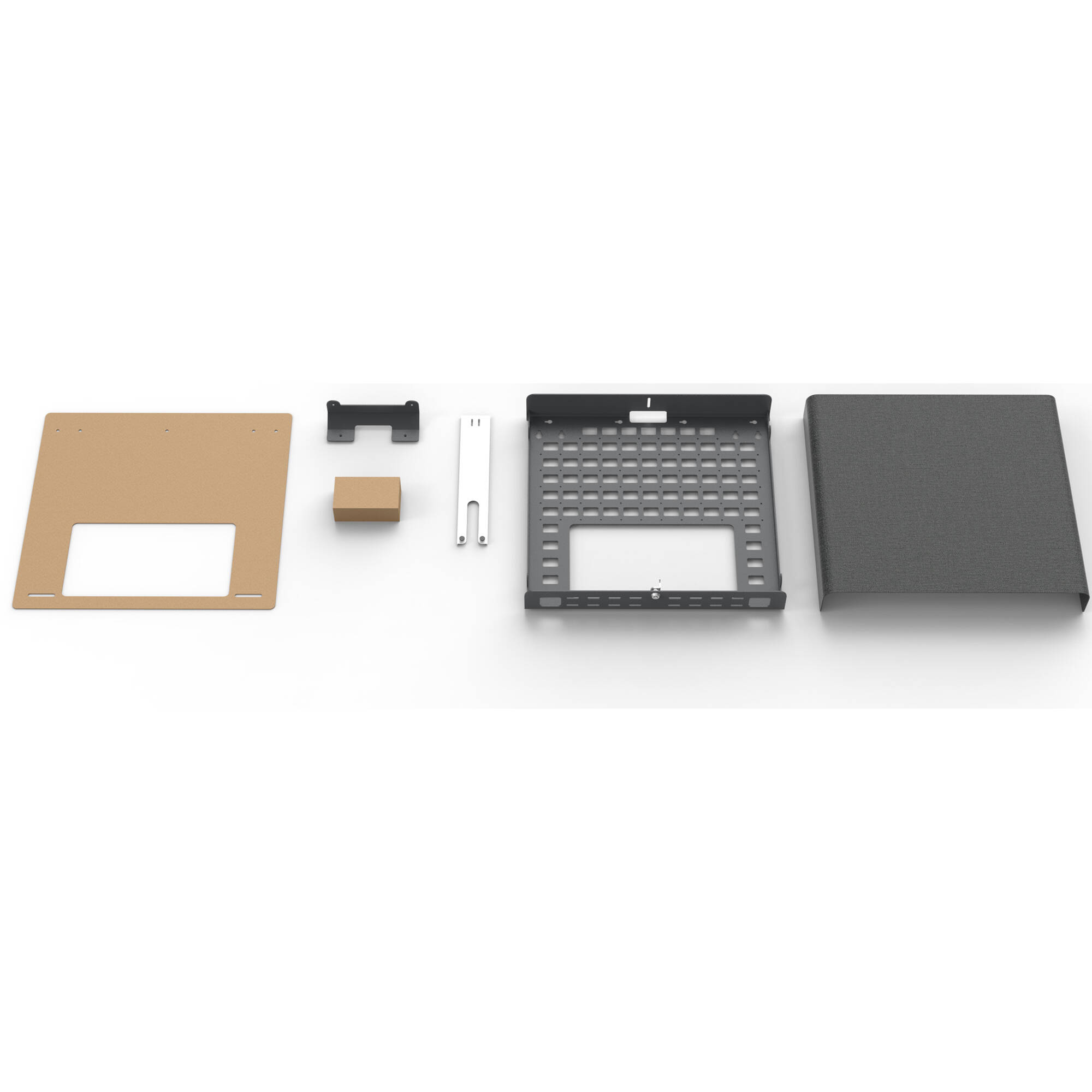 Black grey mini AV credenza for organized meeting room equipment storage — view 2