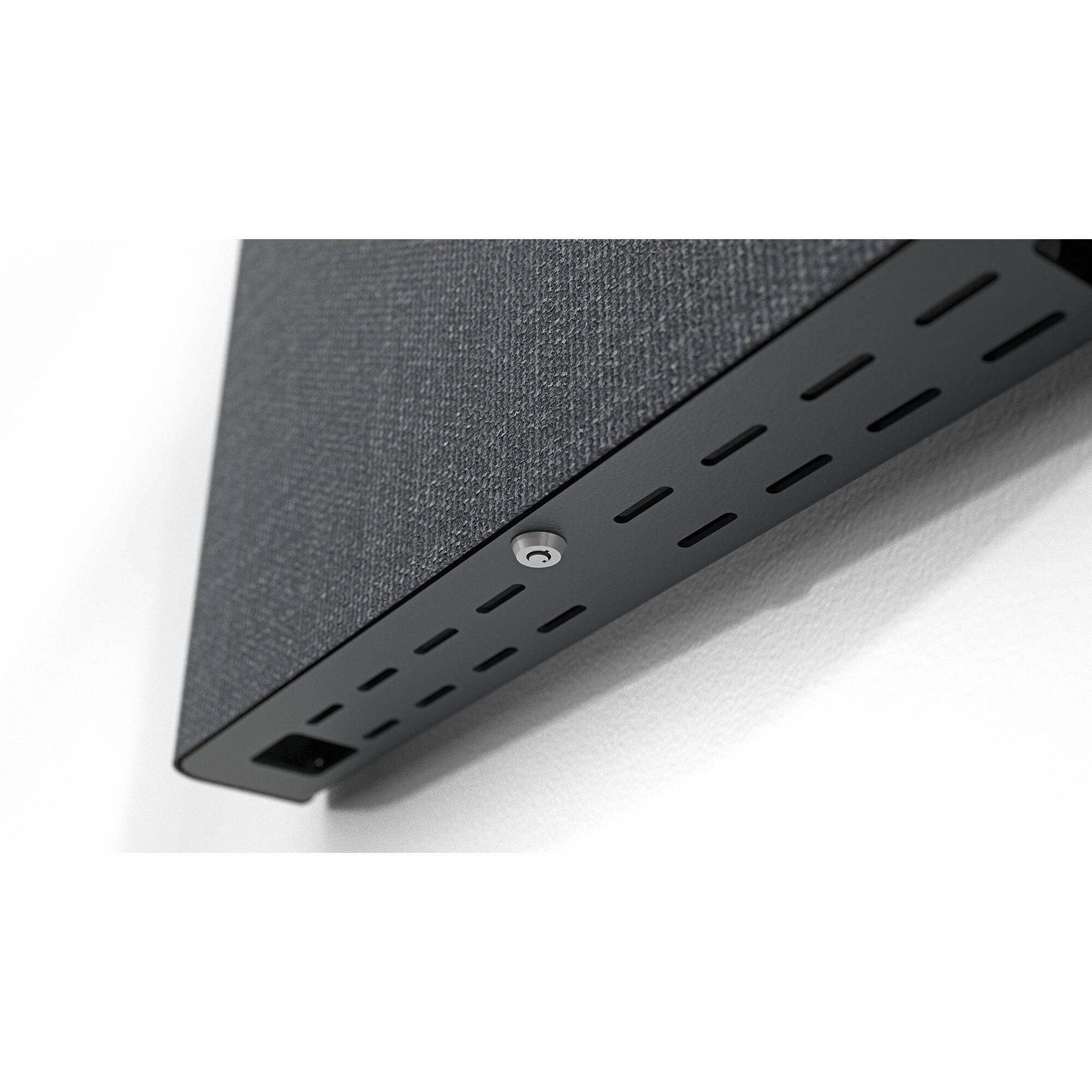 Black grey mini AV credenza for organized meeting room equipment storage — view 3