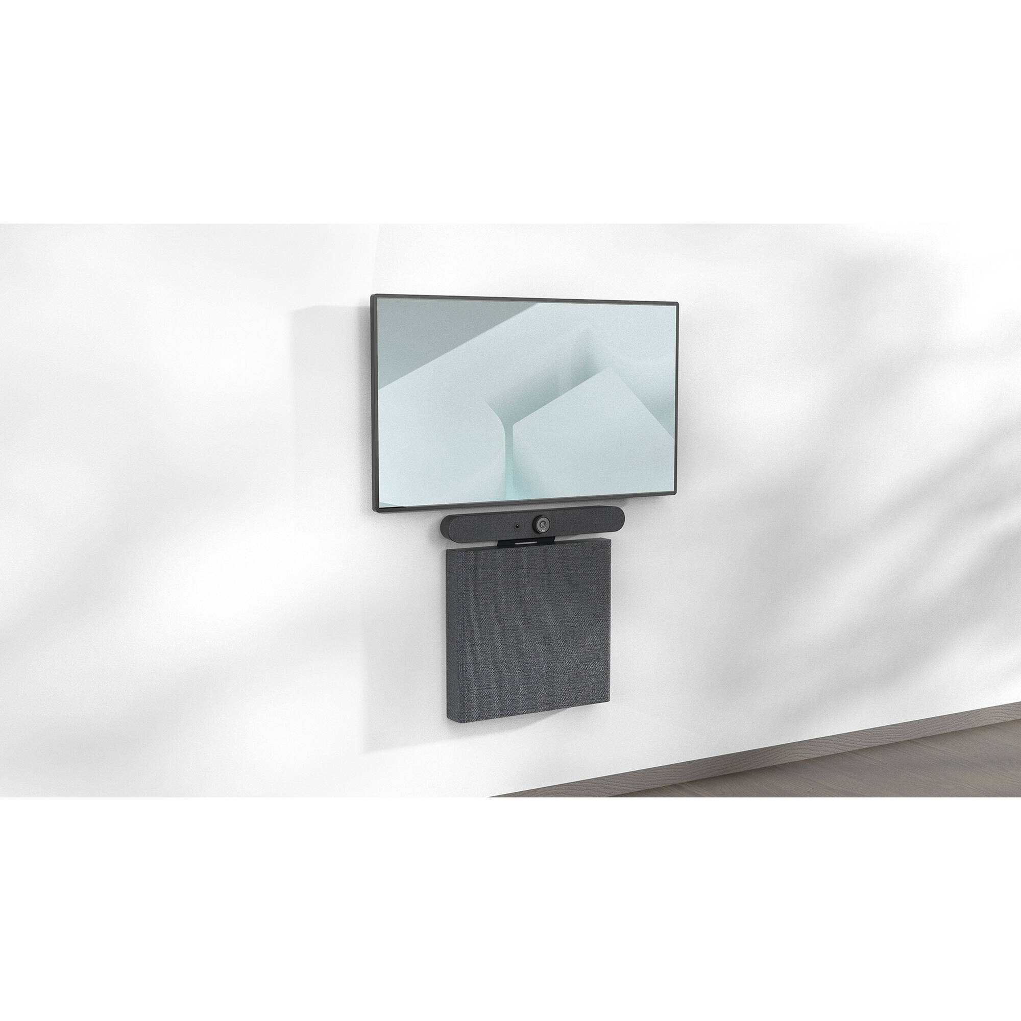 Black grey mini AV credenza for organized meeting room equipment storage — view 8
