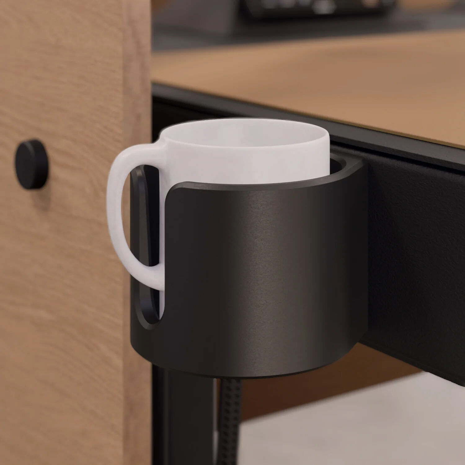 Heckler Design black cup holder desk accessory for organized workstation beverage placement — view 5