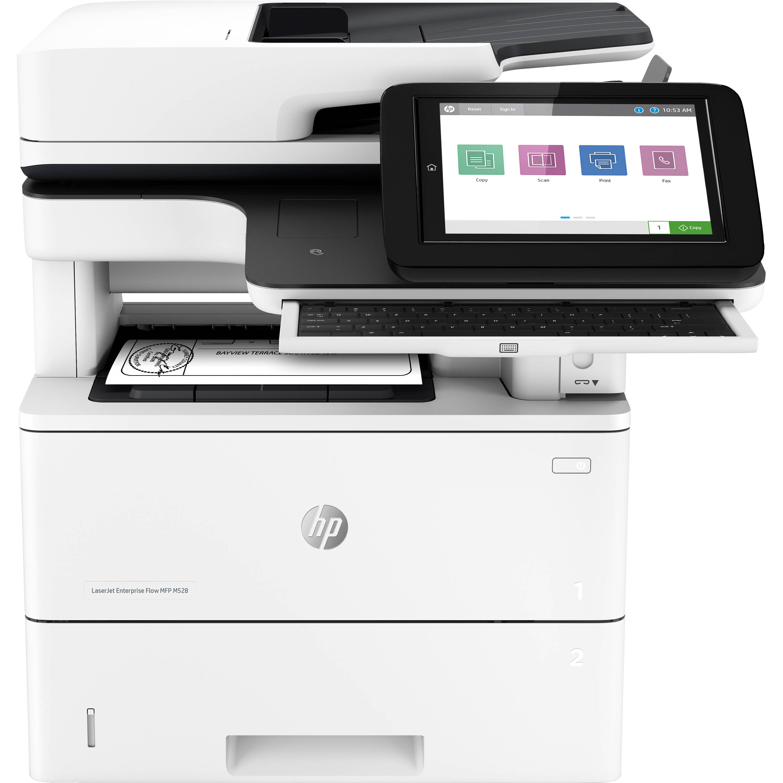 HP LaserJet Enterprise Flow MFP M528z monochrome multifunction printer for enterprise office workflows — view 2