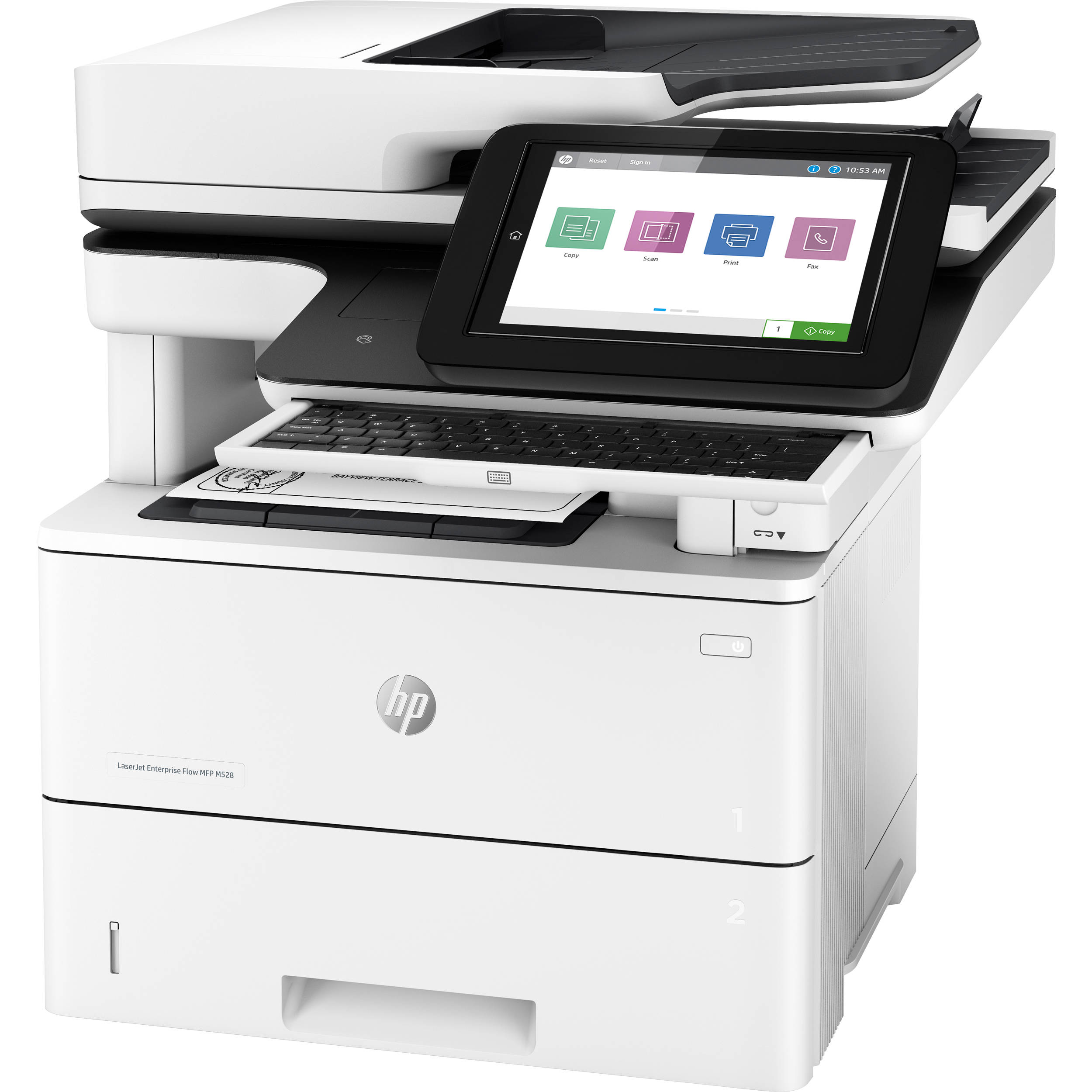 HP LaserJet Enterprise Flow MFP M528z monochrome multifunction printer for enterprise office workflows — view 3
