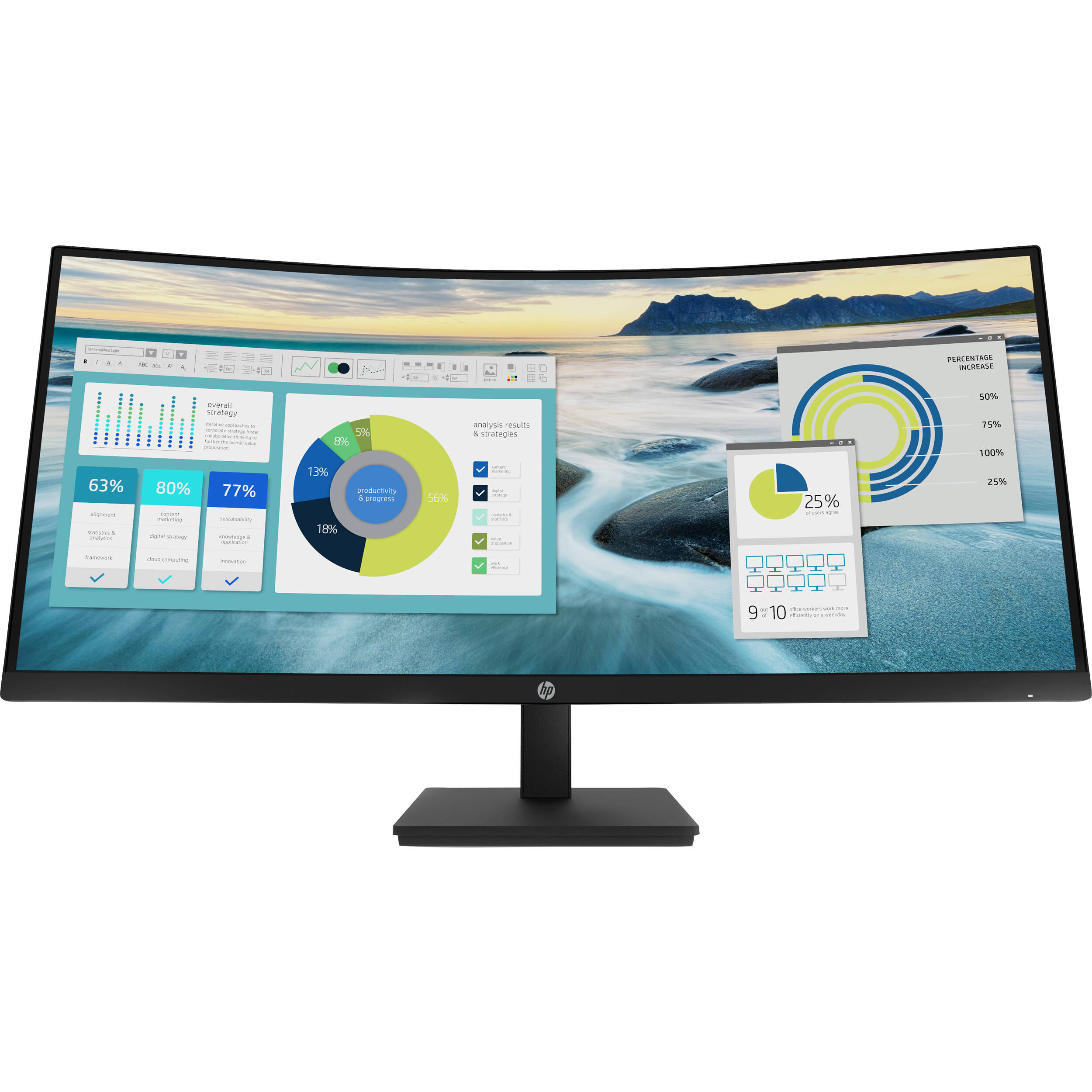 HP 34-inch P34hc G4 curved ultrawide monitor with WQHD resolution and USB-C connectivity — view 2