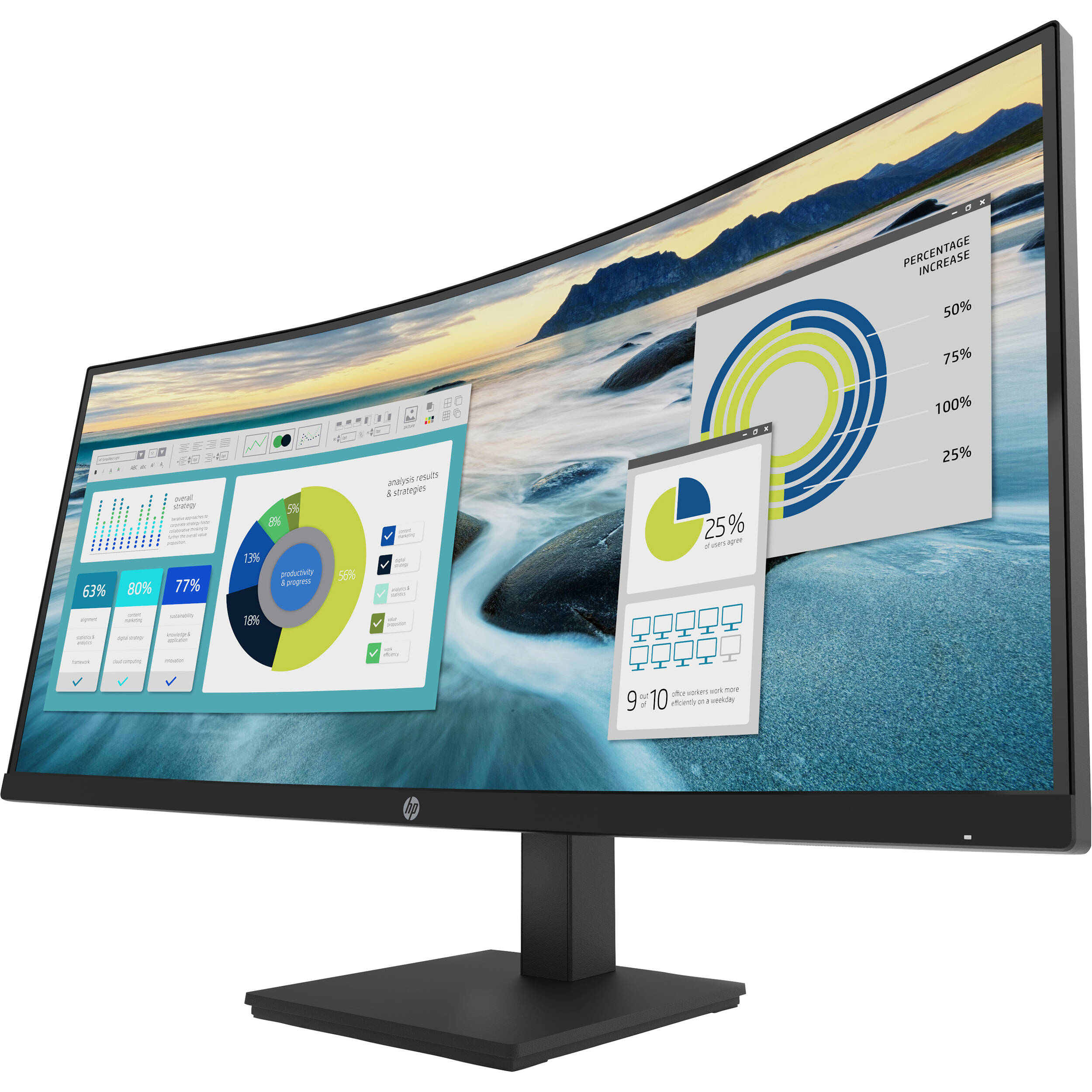 HP 34-inch P34hc G4 curved ultrawide monitor with WQHD resolution and USB-C connectivity — view 3