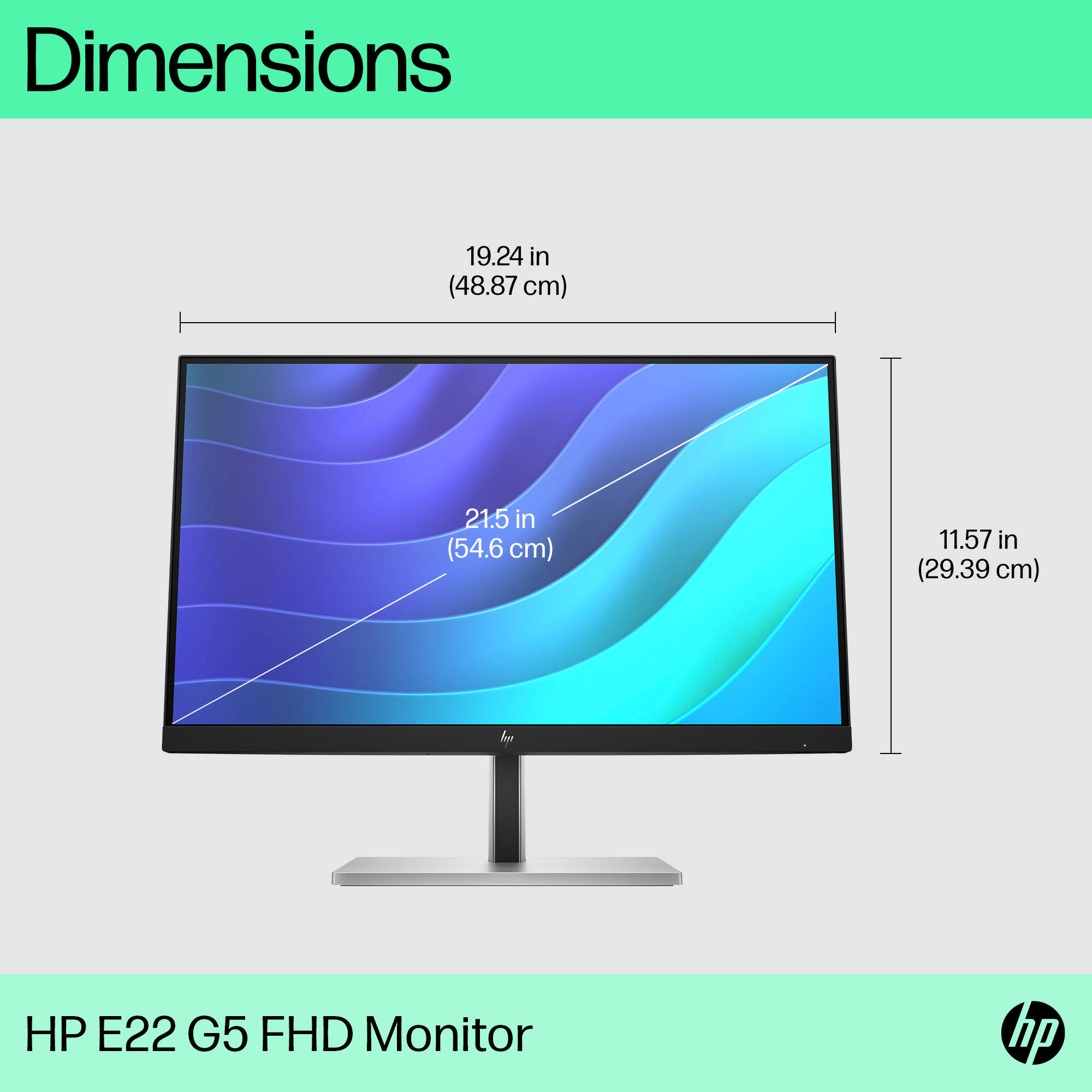 HP E22 G5 21.5-inch Full HD business monitor for office desks — view 10