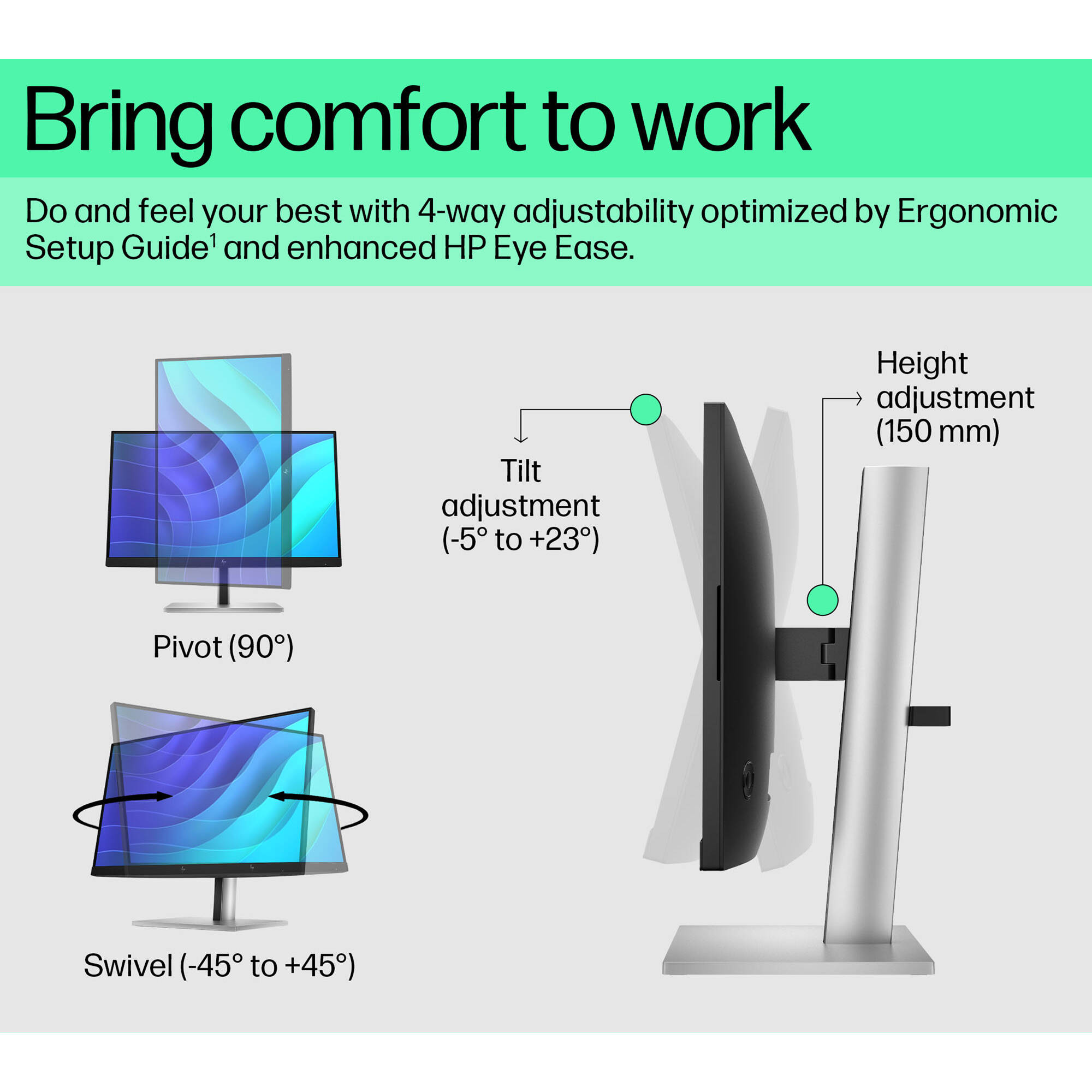 HP E22 G5 21.5-inch Full HD business monitor for office desks — view 6
