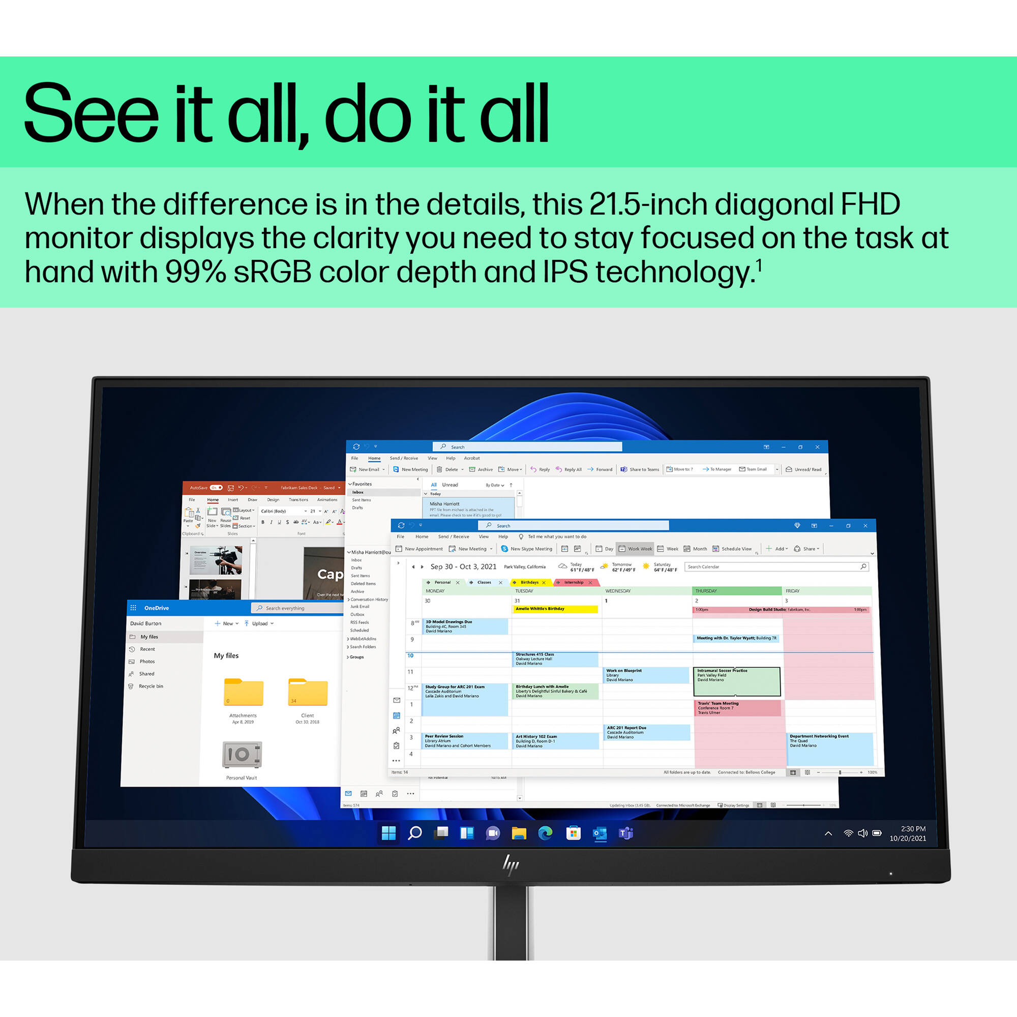HP E22 G5 21.5-inch Full HD business monitor for office desks — view 9