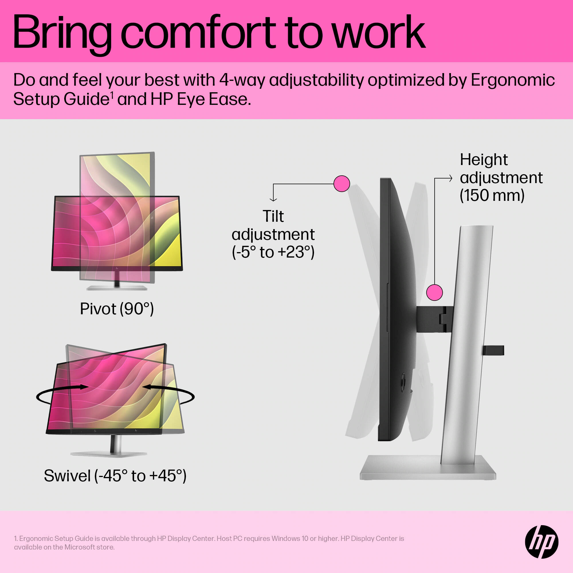 HP E24t G5 23.8-inch Full HD IPS touch monitor for business workstations — view 6