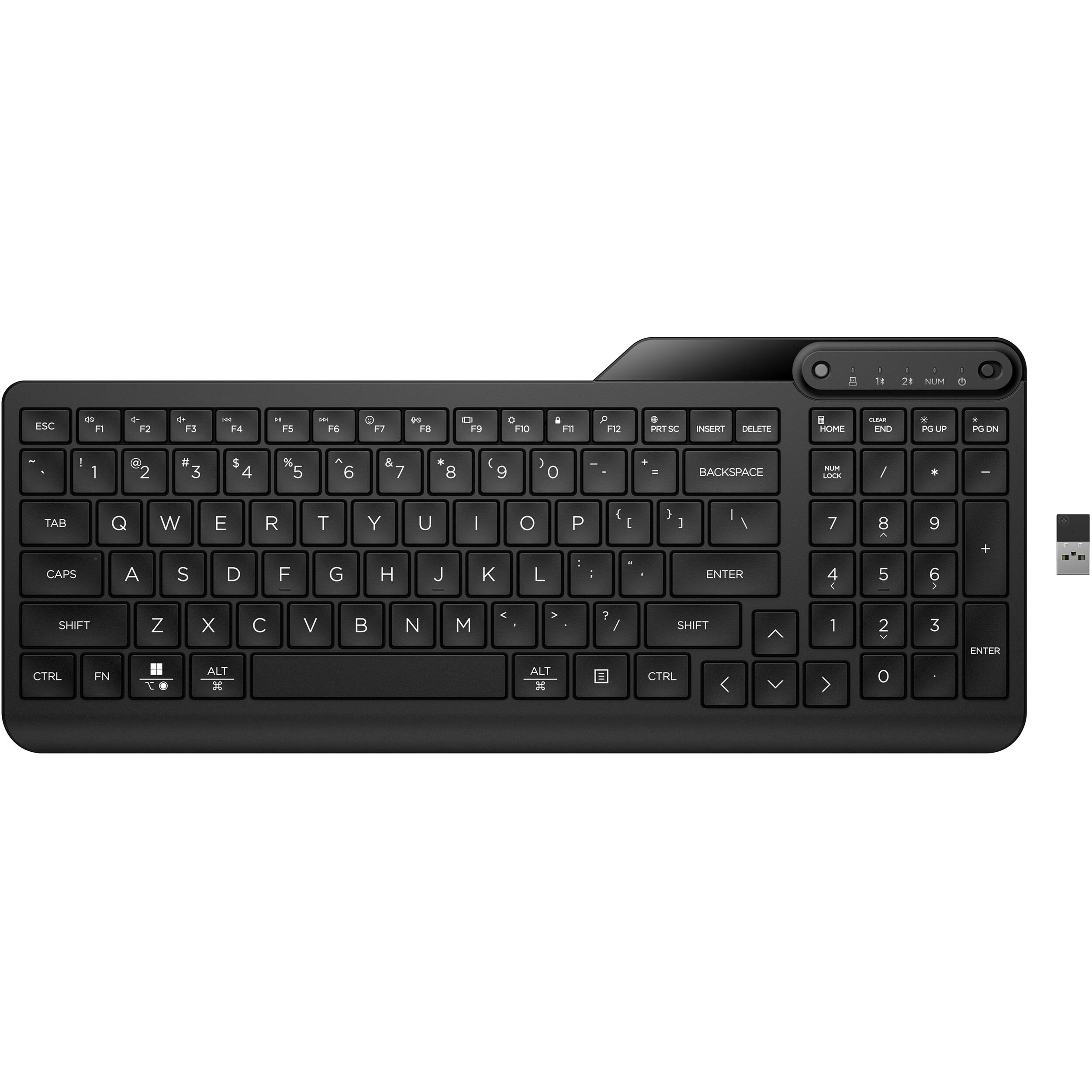 HP 475 dual-mode wireless keyboard with U.S. English layout for office and hybrid work — view 2