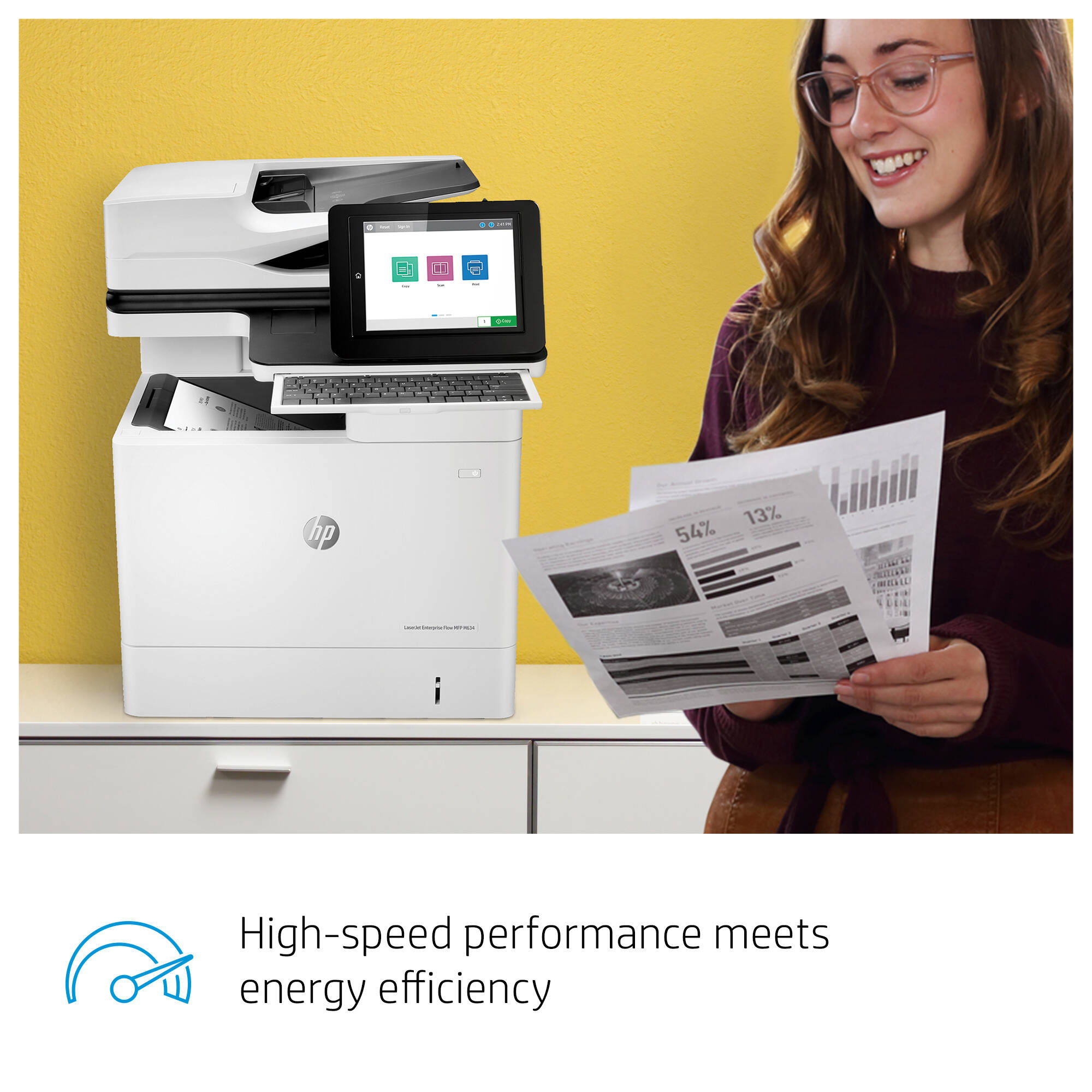 HP LaserJet Enterprise Flow MFP M634h monochrome desktop multifunction printer — view 11