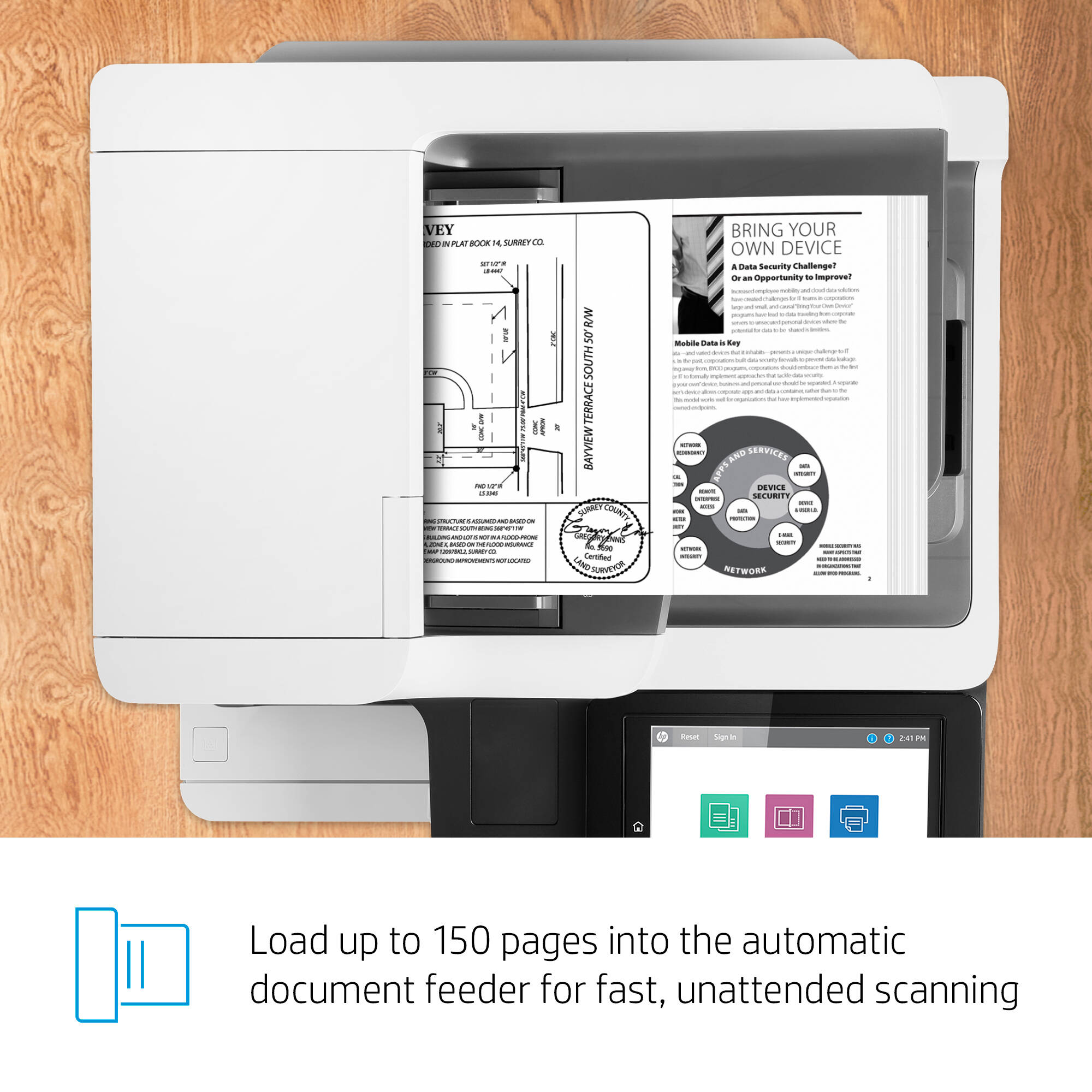 HP LaserJet Enterprise Flow MFP M634h monochrome desktop multifunction printer — view 12