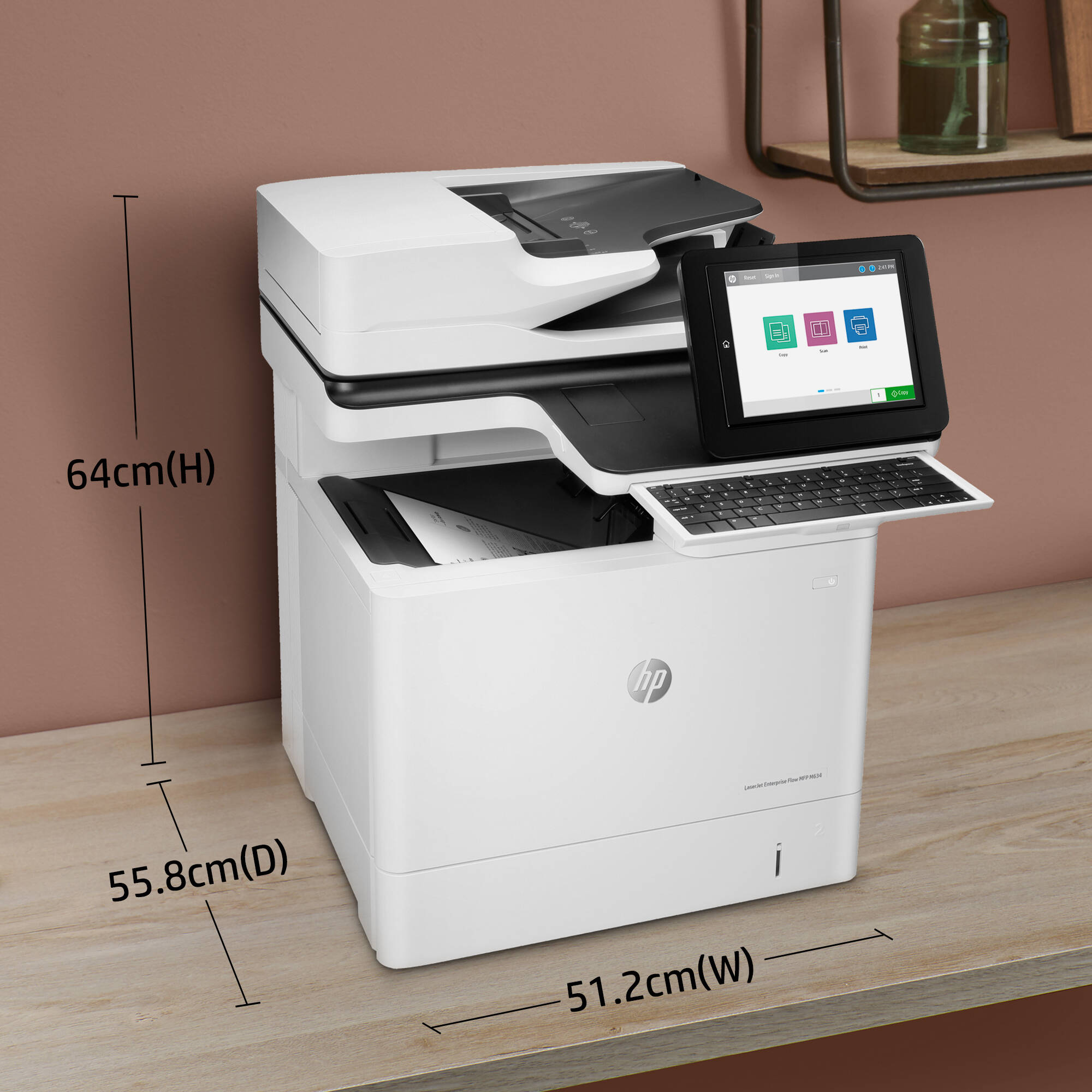 HP LaserJet Enterprise Flow MFP M634h monochrome desktop multifunction printer — view 13