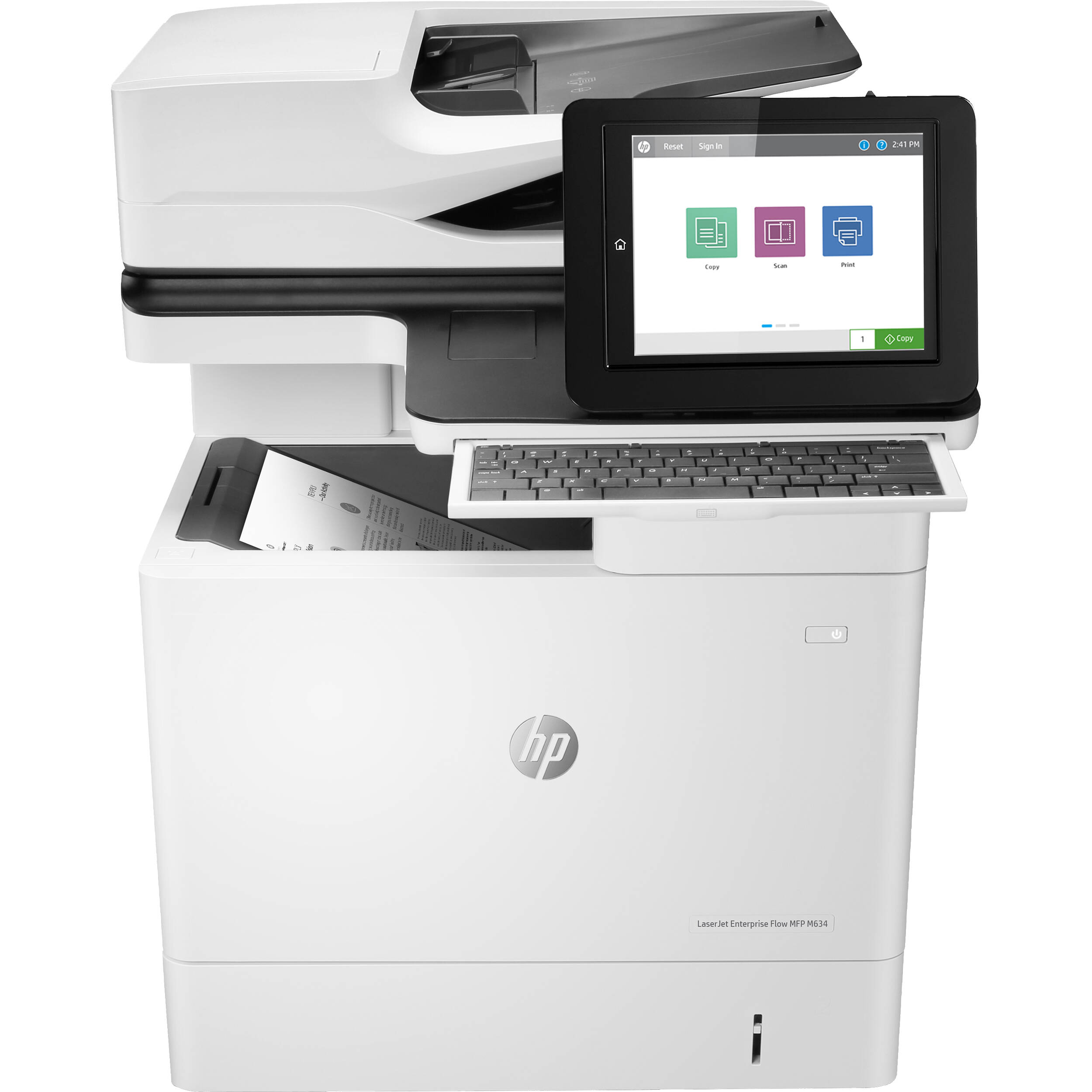 HP LaserJet Enterprise Flow MFP M634h monochrome desktop multifunction printer — view 2