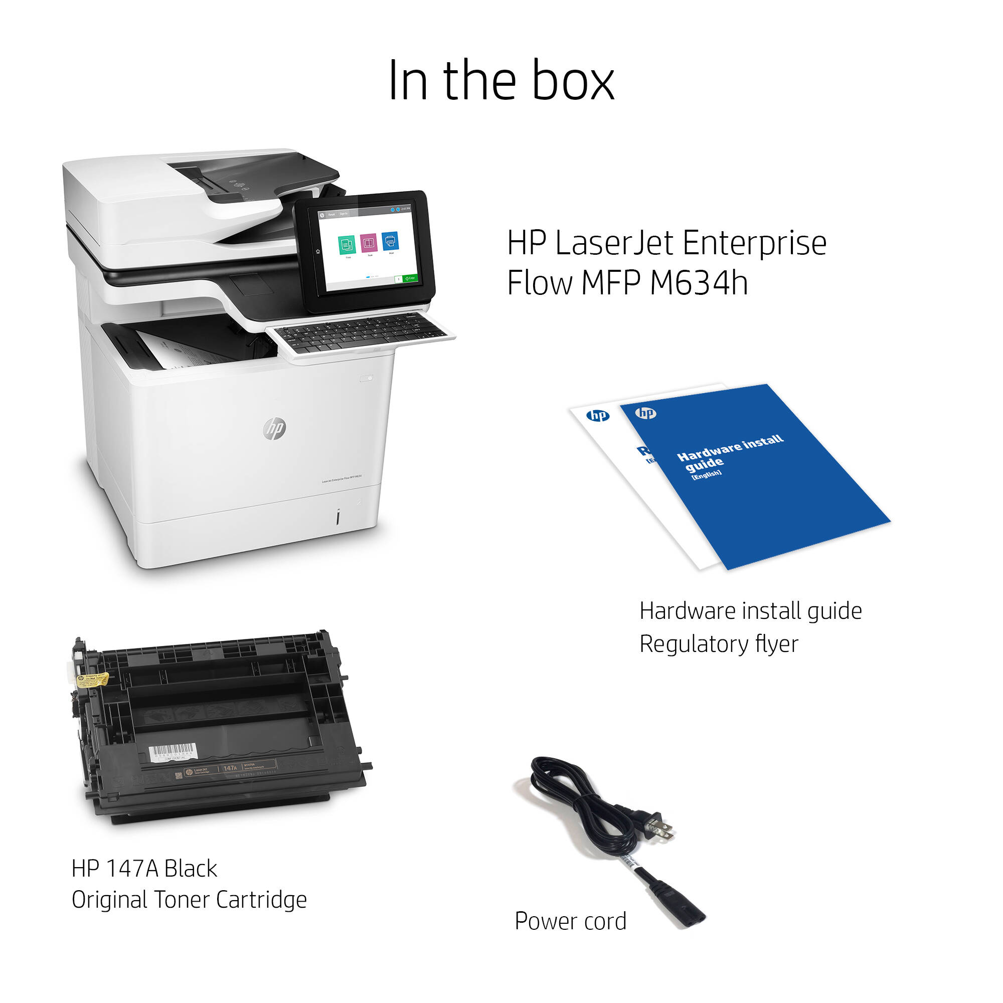 HP LaserJet Enterprise Flow MFP M634h monochrome desktop multifunction printer — view 7
