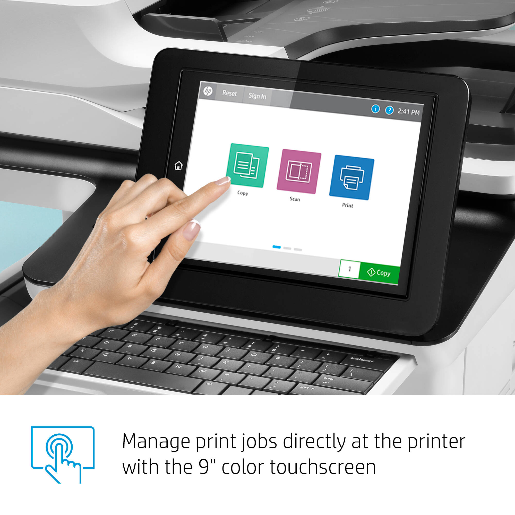 HP LaserJet Enterprise Flow MFP M634h monochrome desktop multifunction printer — view 9