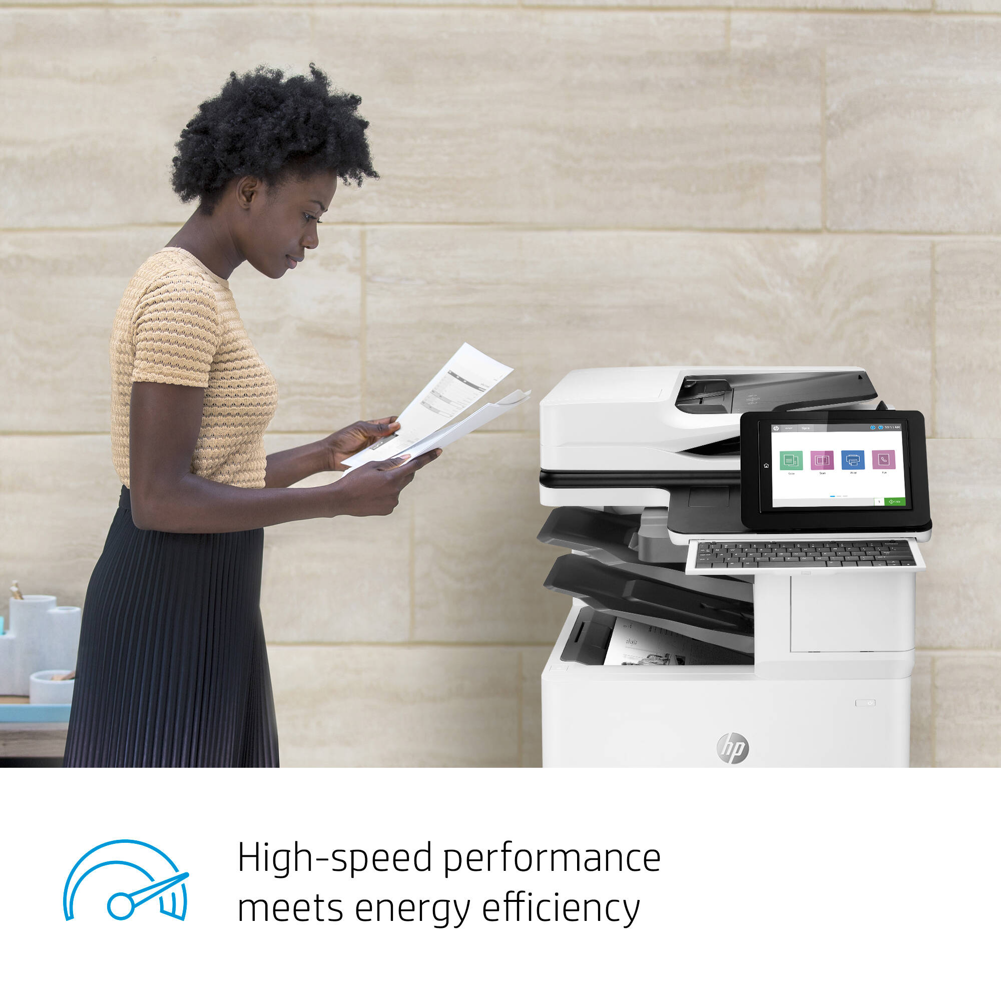 HP LaserJet Enterprise Flow MFP M635z monochrome laser multifunction printer for enterprise document workflows — view 12