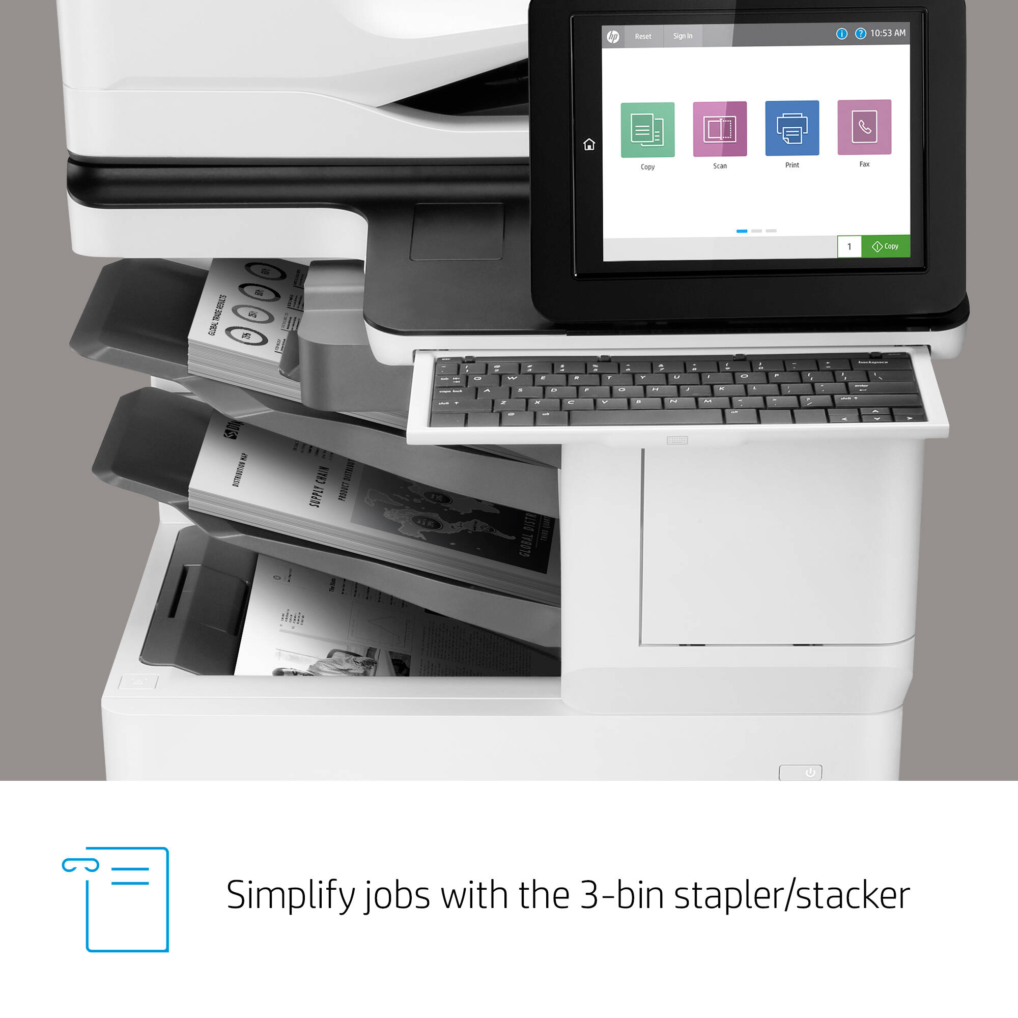 HP LaserJet Enterprise Flow MFP M635z monochrome laser multifunction printer for enterprise document workflows — view 16