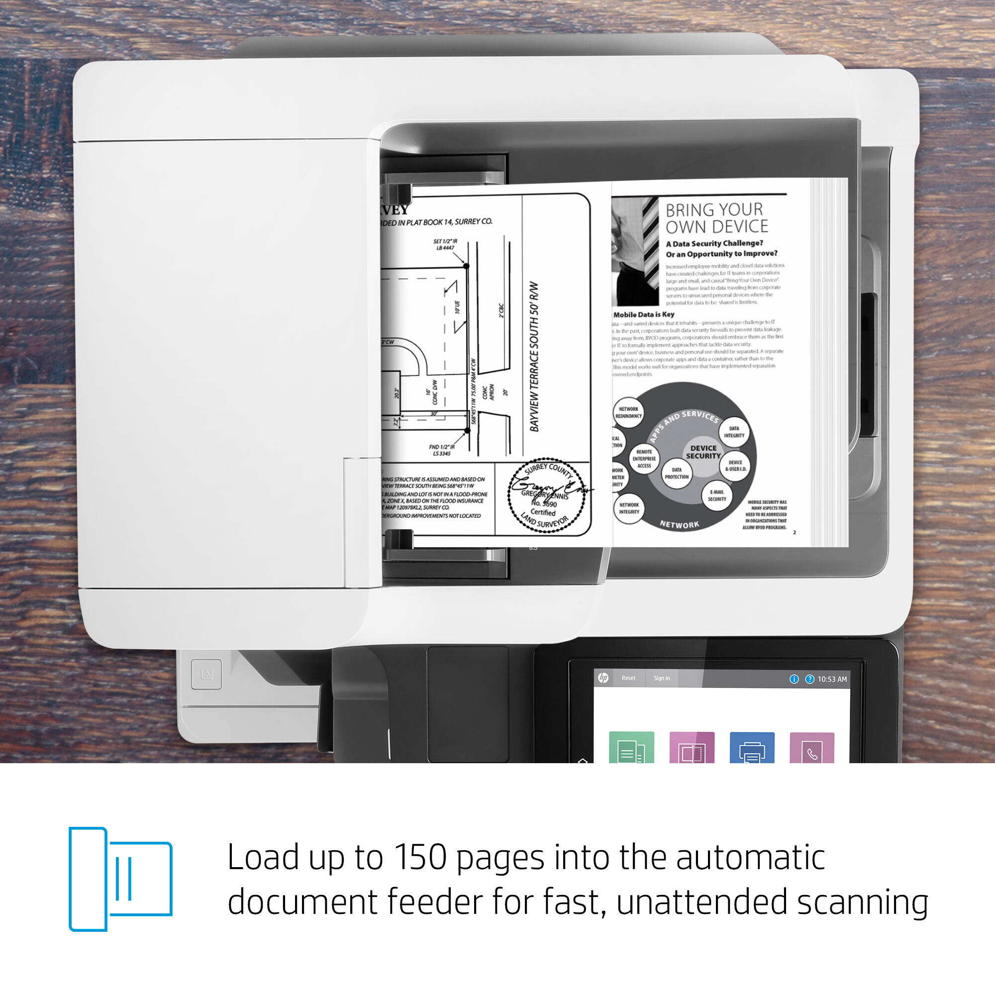 HP LaserJet Enterprise Flow MFP M635z monochrome laser multifunction printer for enterprise document workflows — view 17