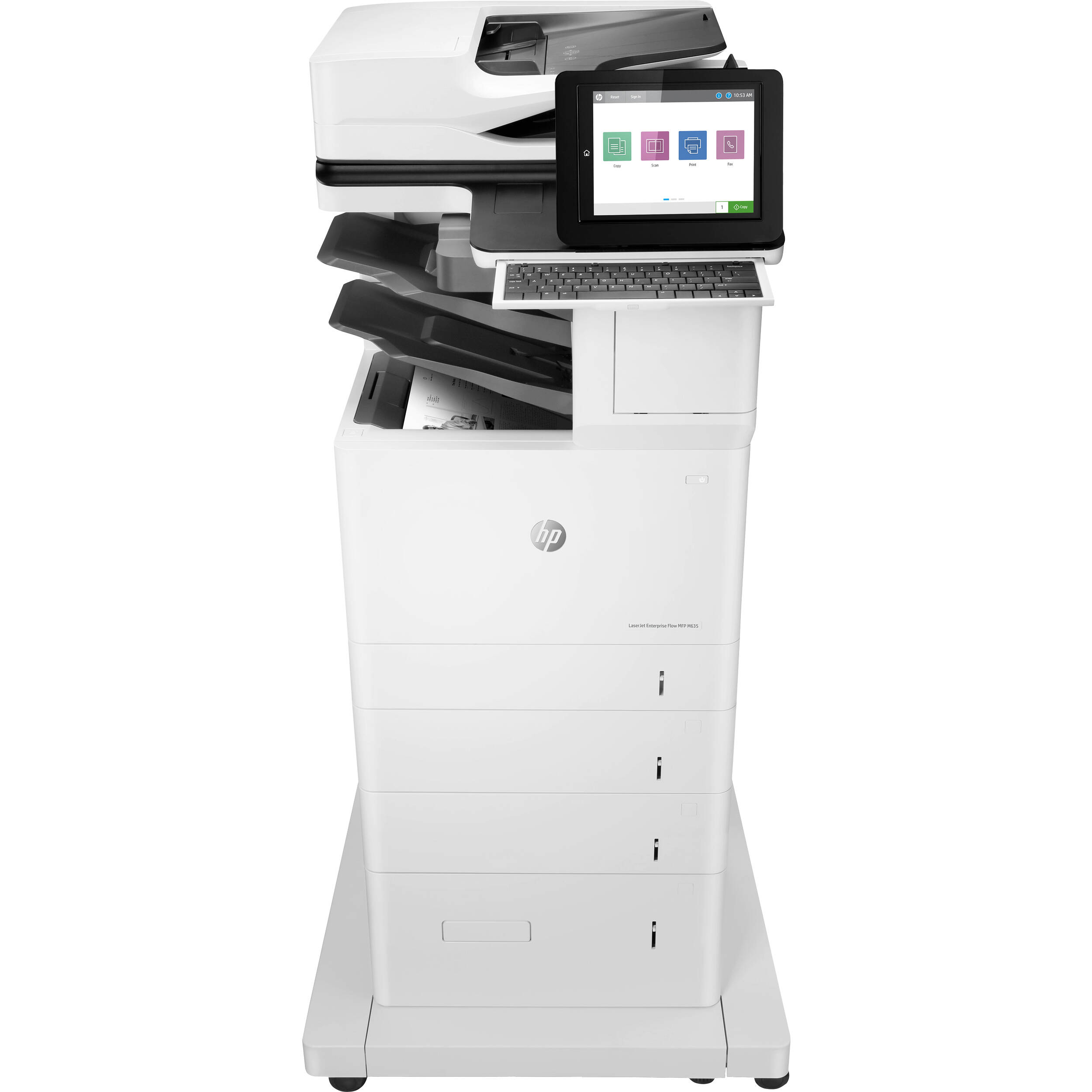 HP LaserJet Enterprise Flow MFP M635z monochrome laser multifunction printer for enterprise document workflows — view 2