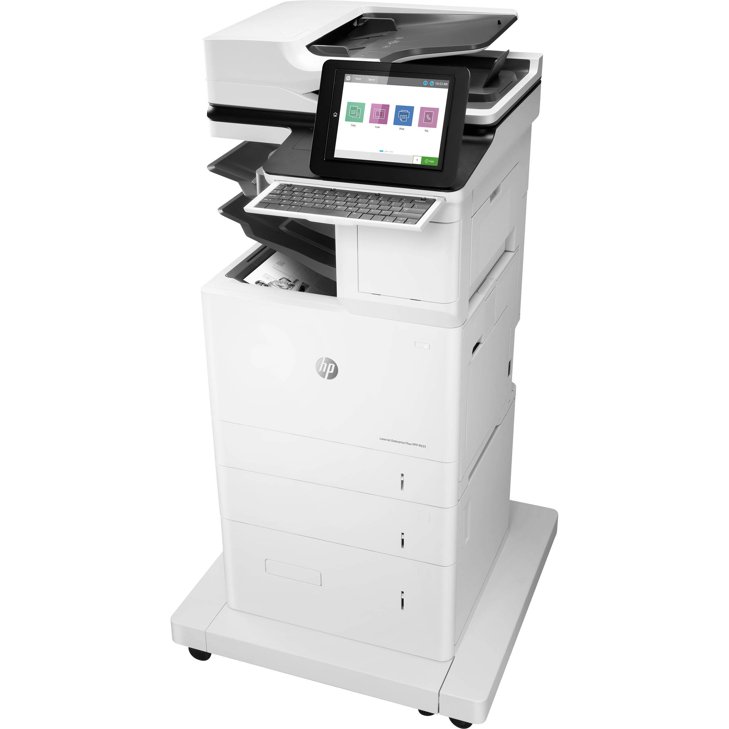 HP LaserJet Enterprise Flow MFP M635z monochrome laser multifunction printer for enterprise document workflows — view 3