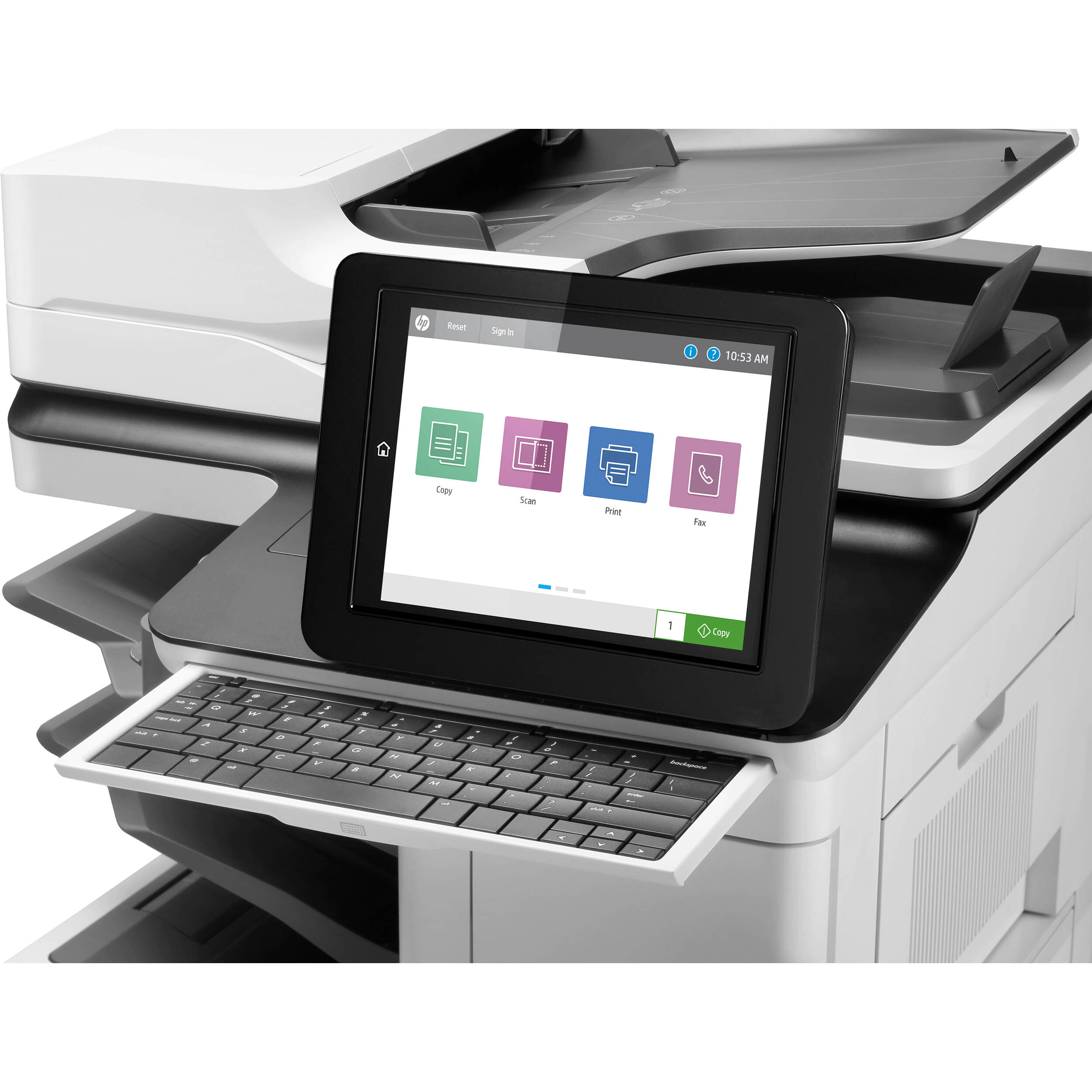 HP LaserJet Enterprise Flow MFP M635z monochrome laser multifunction printer for enterprise document workflows — view 4