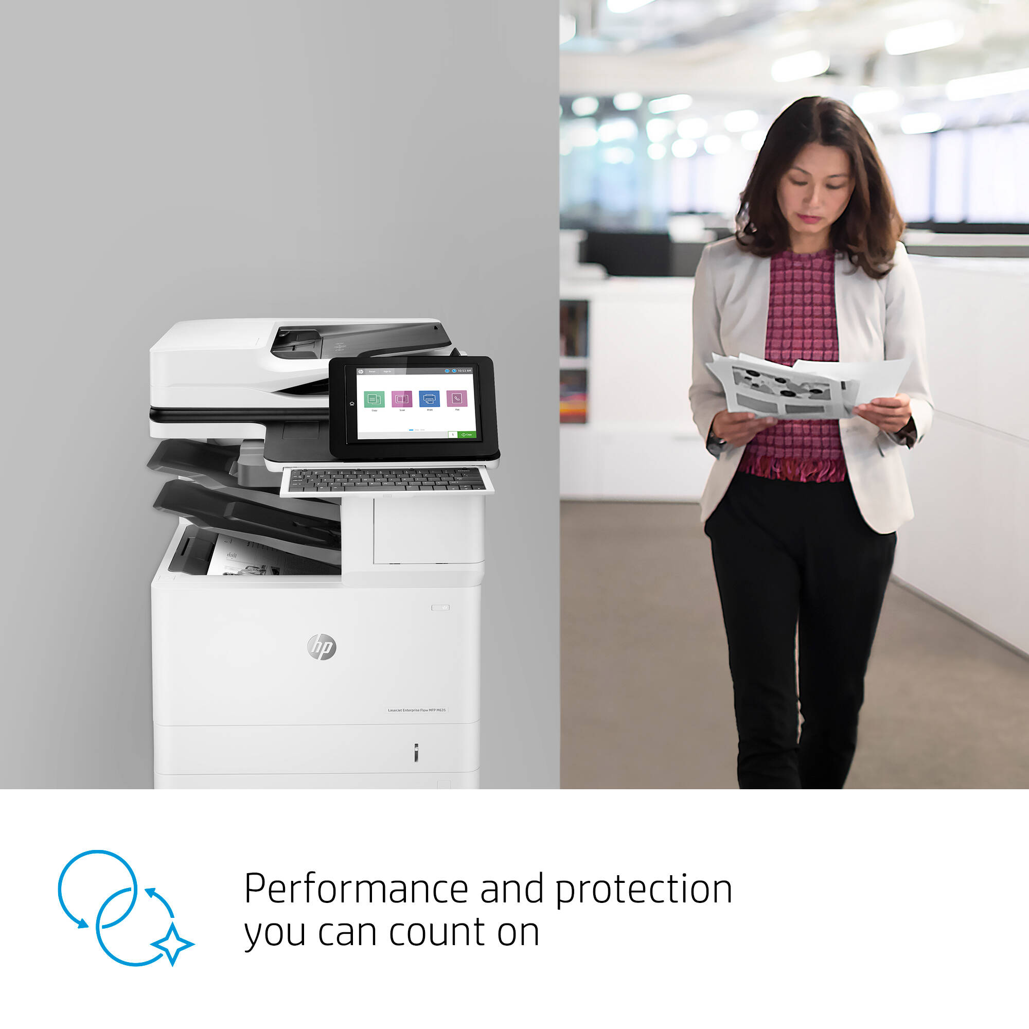 HP LaserJet Enterprise Flow MFP M635z monochrome laser multifunction printer for enterprise document workflows — view 8