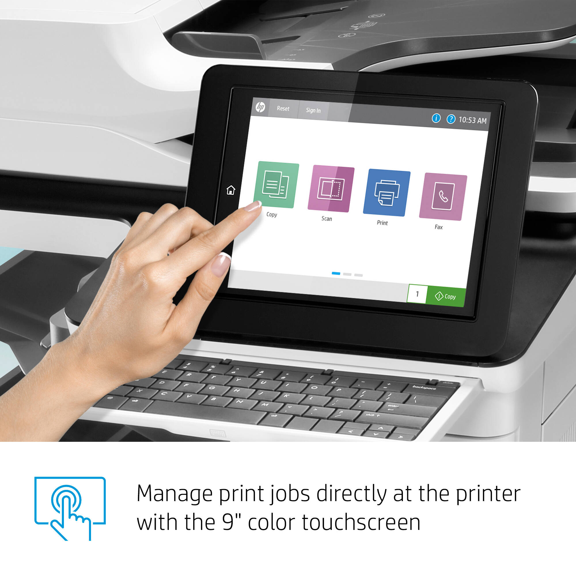HP LaserJet Enterprise Flow MFP M635z monochrome laser multifunction printer for enterprise document workflows — view 9