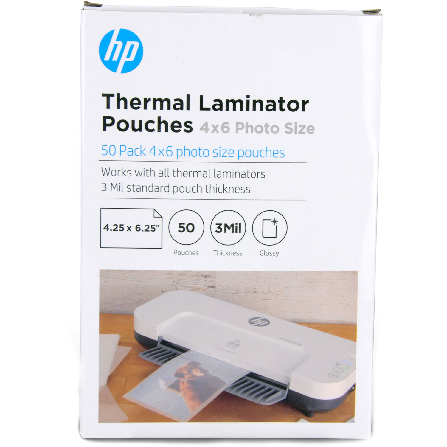 HP Photo Laminator Pouches 4x6 clear glossy 3 mil 50-pack for thermal laminators — view 4