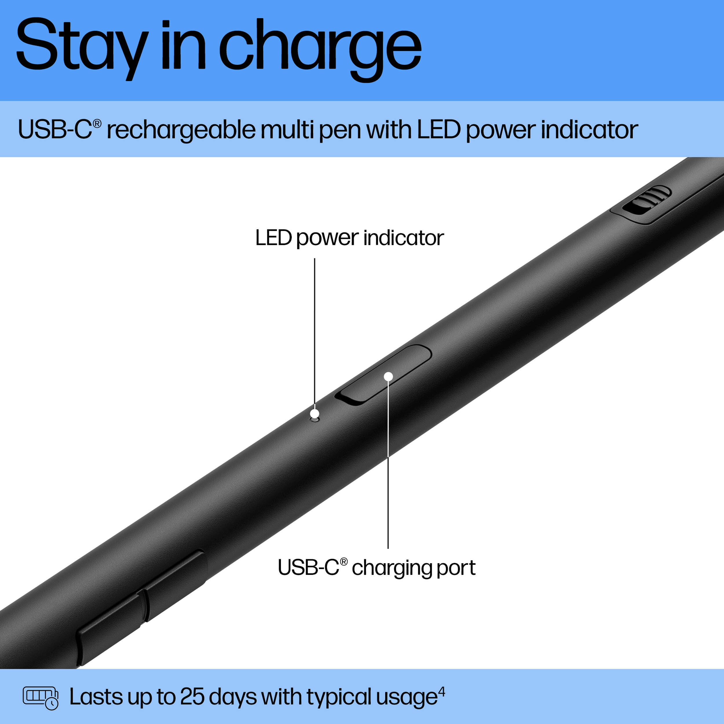 HP 705 RECHBL Multi Pen black rechargeable stylus for supported HP tablets — view 9