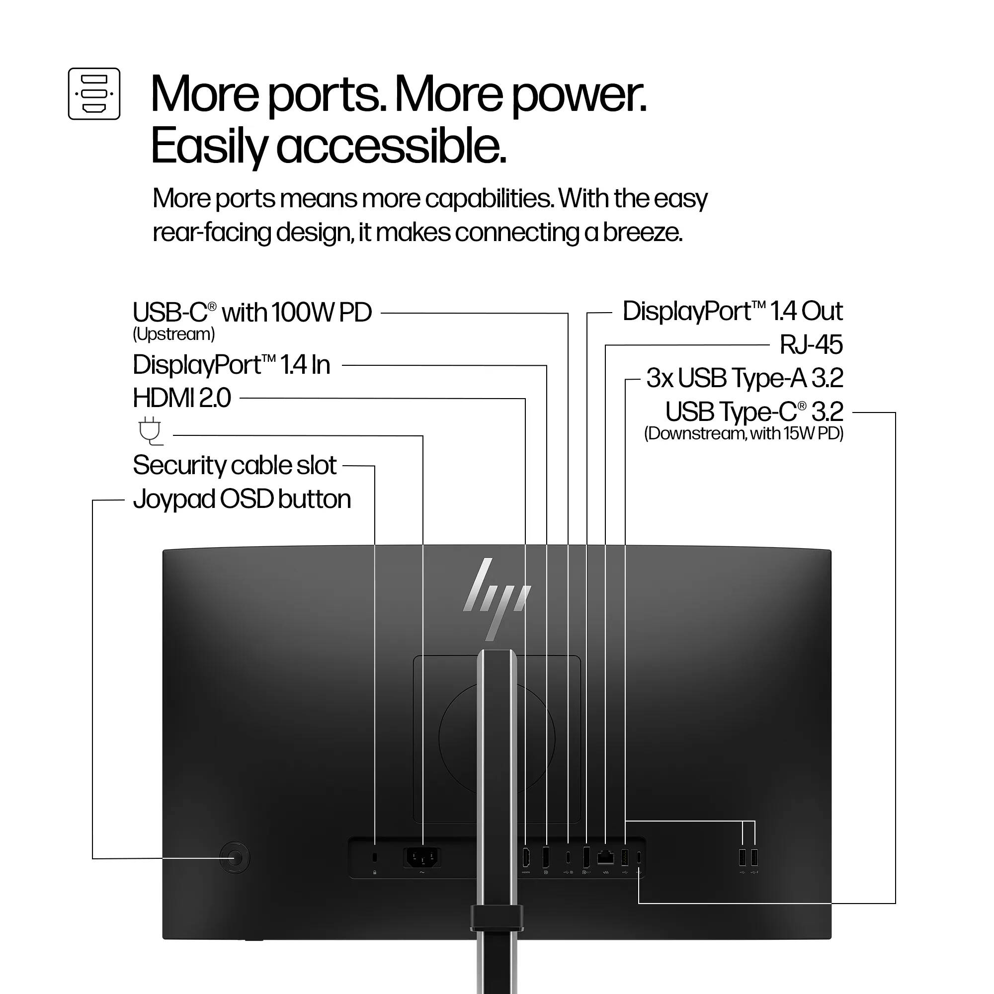 HP 23.8-inch S5 Pro 524pu Full HD IPS monitor with USB-C for business workstations — view 8