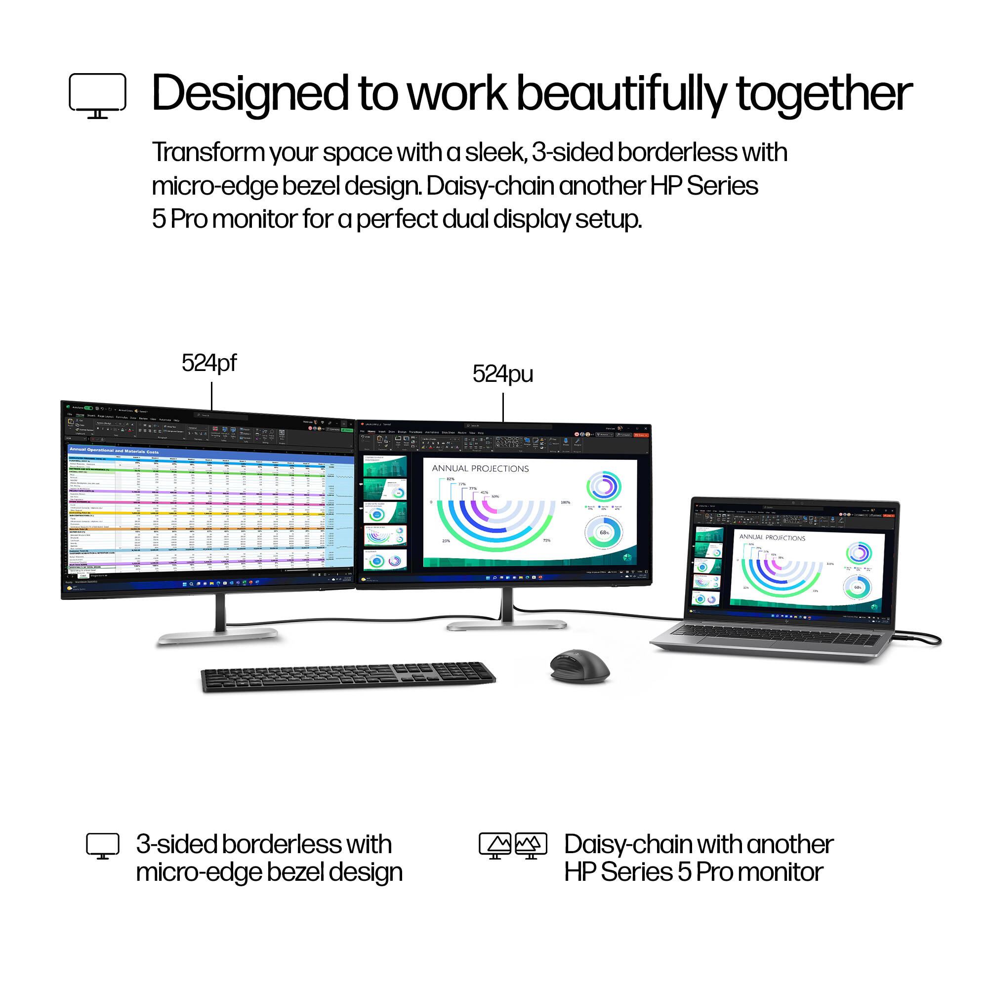 HP 23.8-inch S5 Pro 524pu Full HD IPS monitor with USB-C for business workstations — view 9