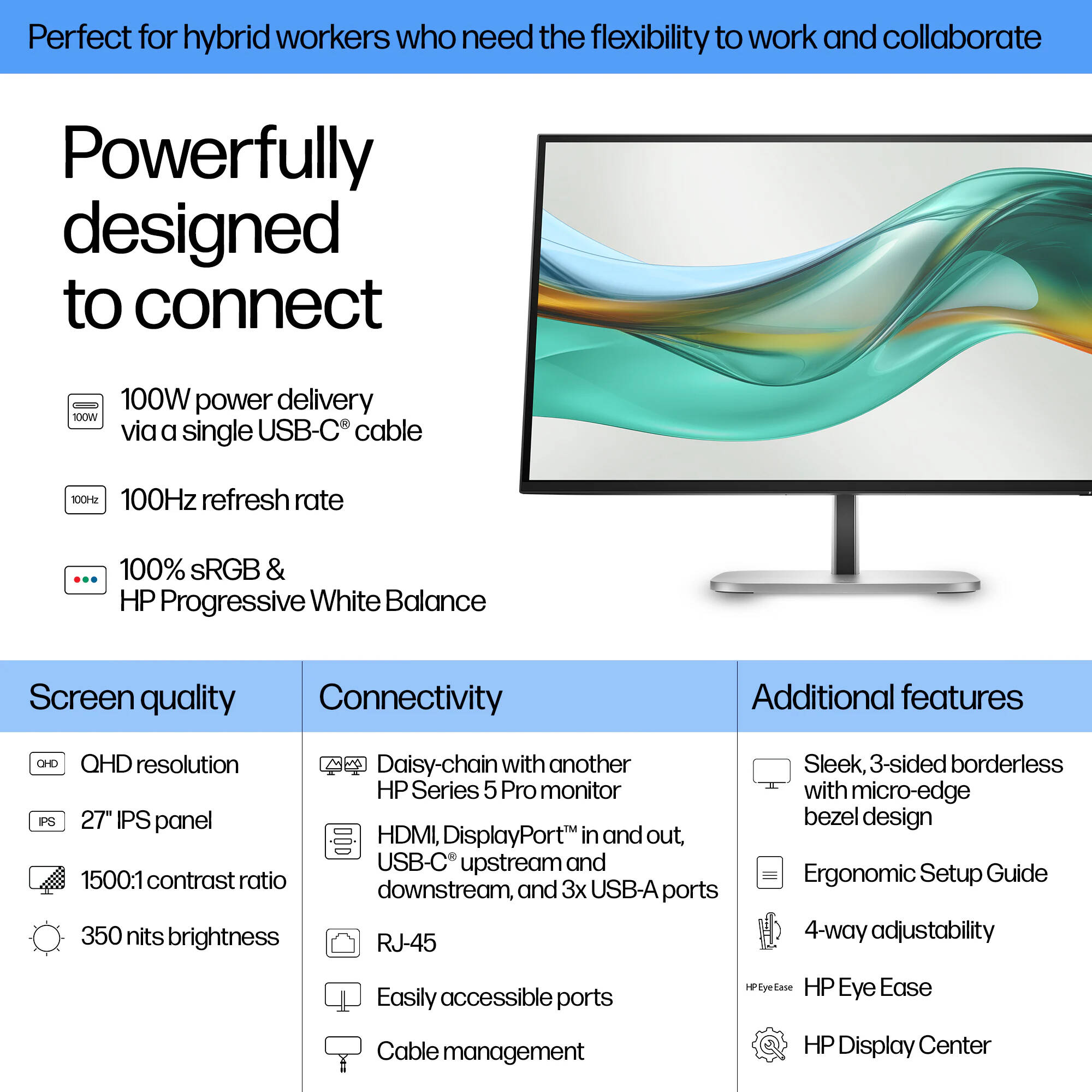 HP S5 Pro 527pu 27-inch QHD IPS monitor with USB-C connectivity — view 12