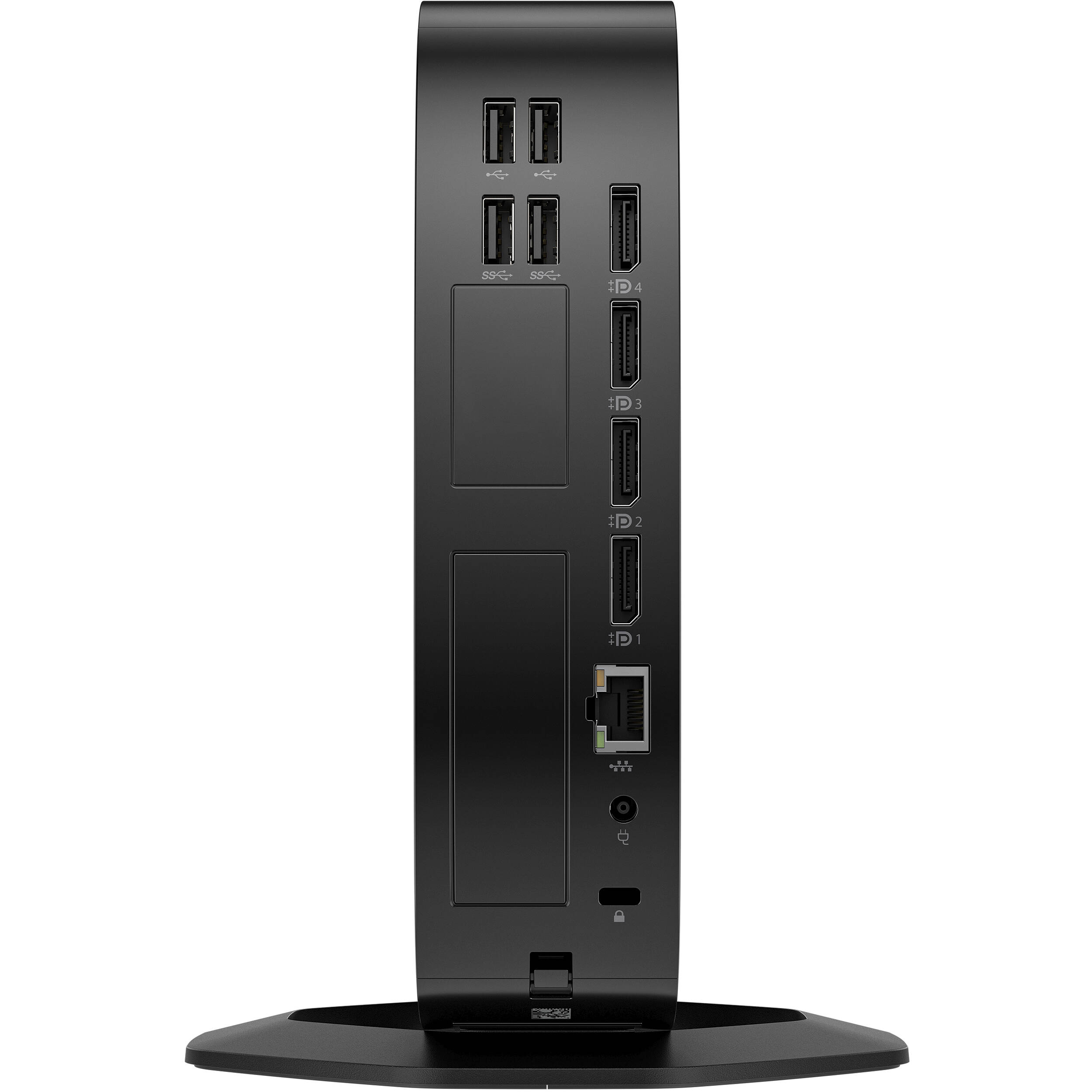 HP Elite t755 desktop thin client with Ryzen V2546, 64 GB RAM, Windows 10, and security slot — view 4
