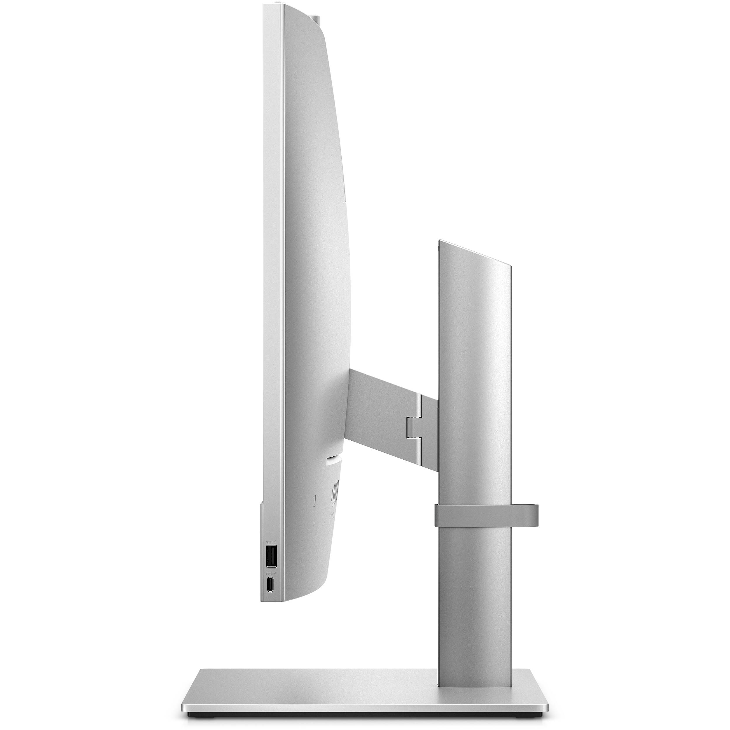 HP EliteOne 840 G9 all-in-one desktop with 23.8-inch FHD display, natural silver finish, and integrated webcam — view 7