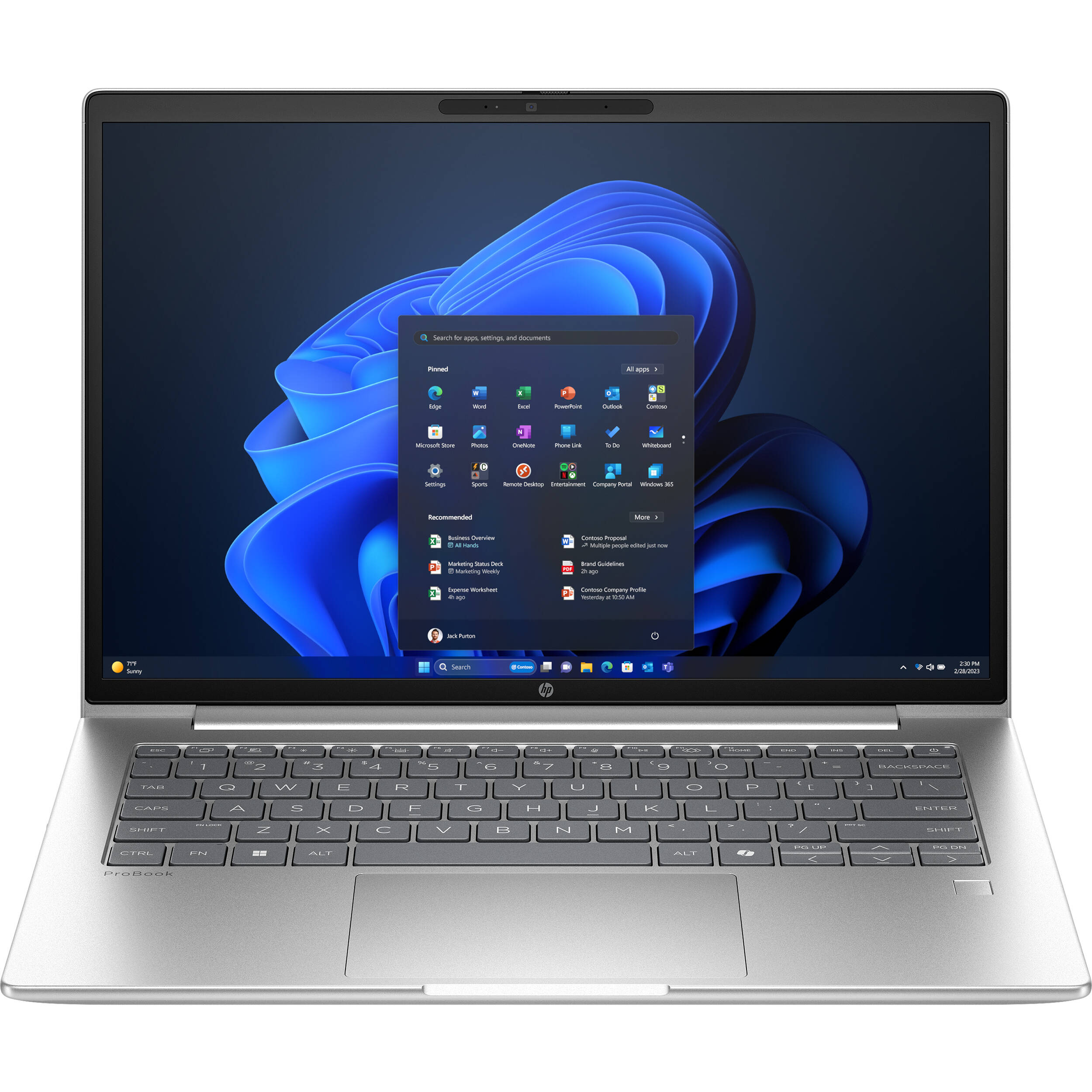 HP 14-inch business laptop with Intel U7 255U, 32 GB RAM, 512 GB SSD, and Windows 11 Pro — view 2