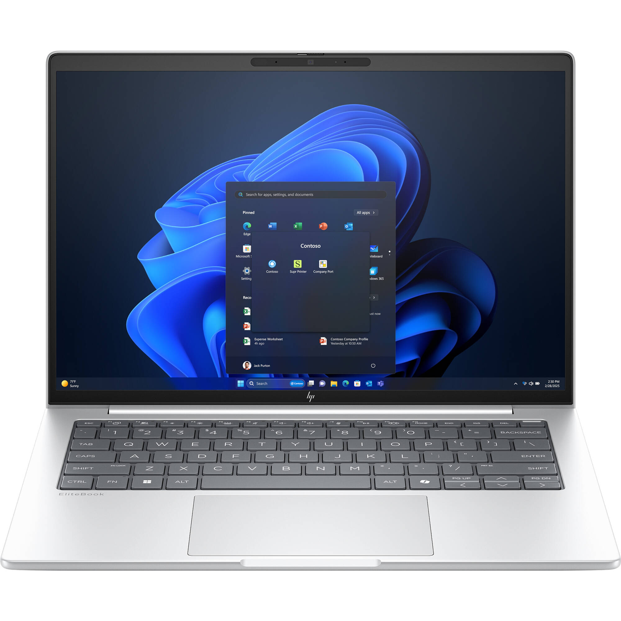 HP EliteBook 8 G1i 14-inch business laptop with touchscreen, silver chassis, and Windows 11 Pro — view 2