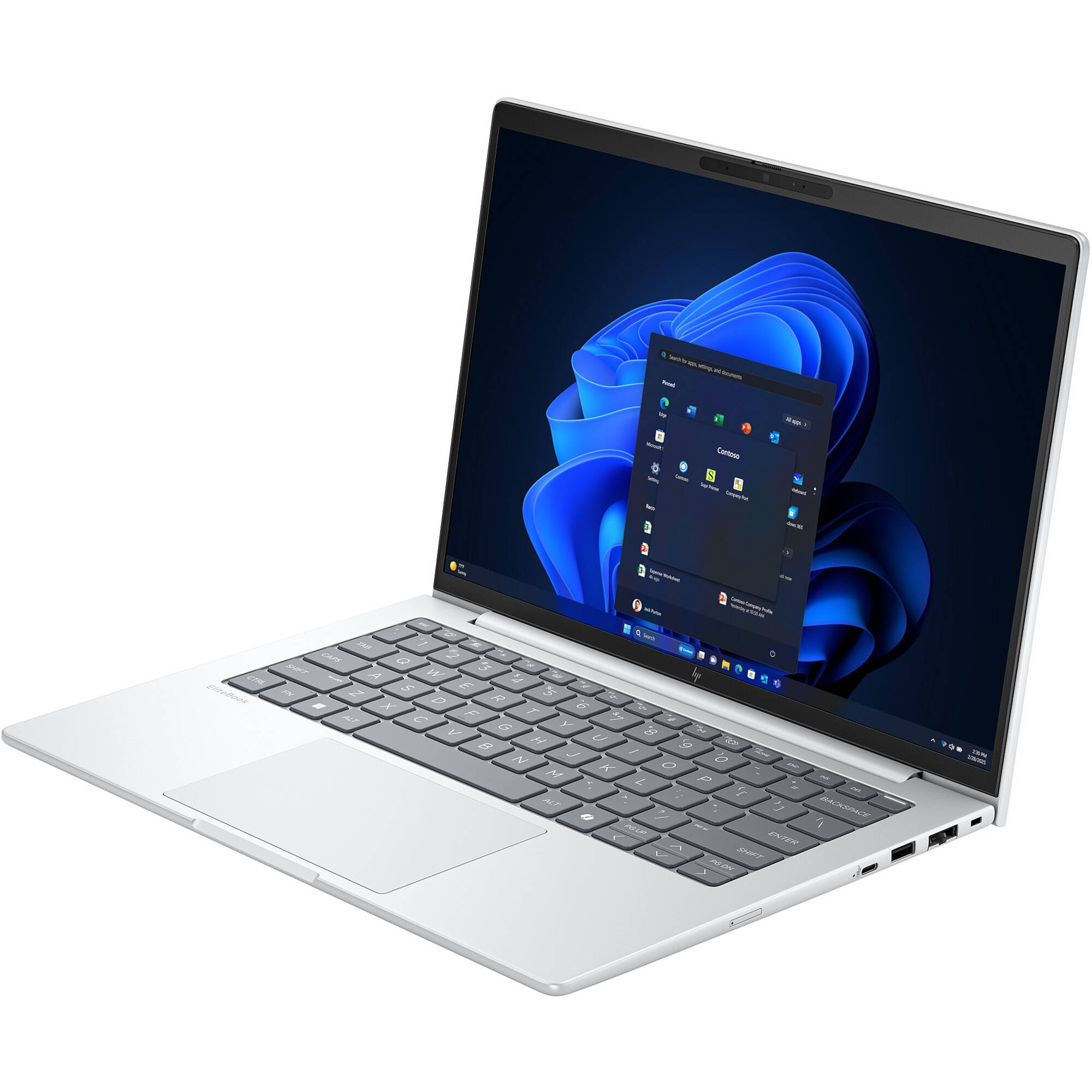 HP EliteBook 8 G1i 14-inch business laptop with touchscreen, silver chassis, and Windows 11 Pro — view 3