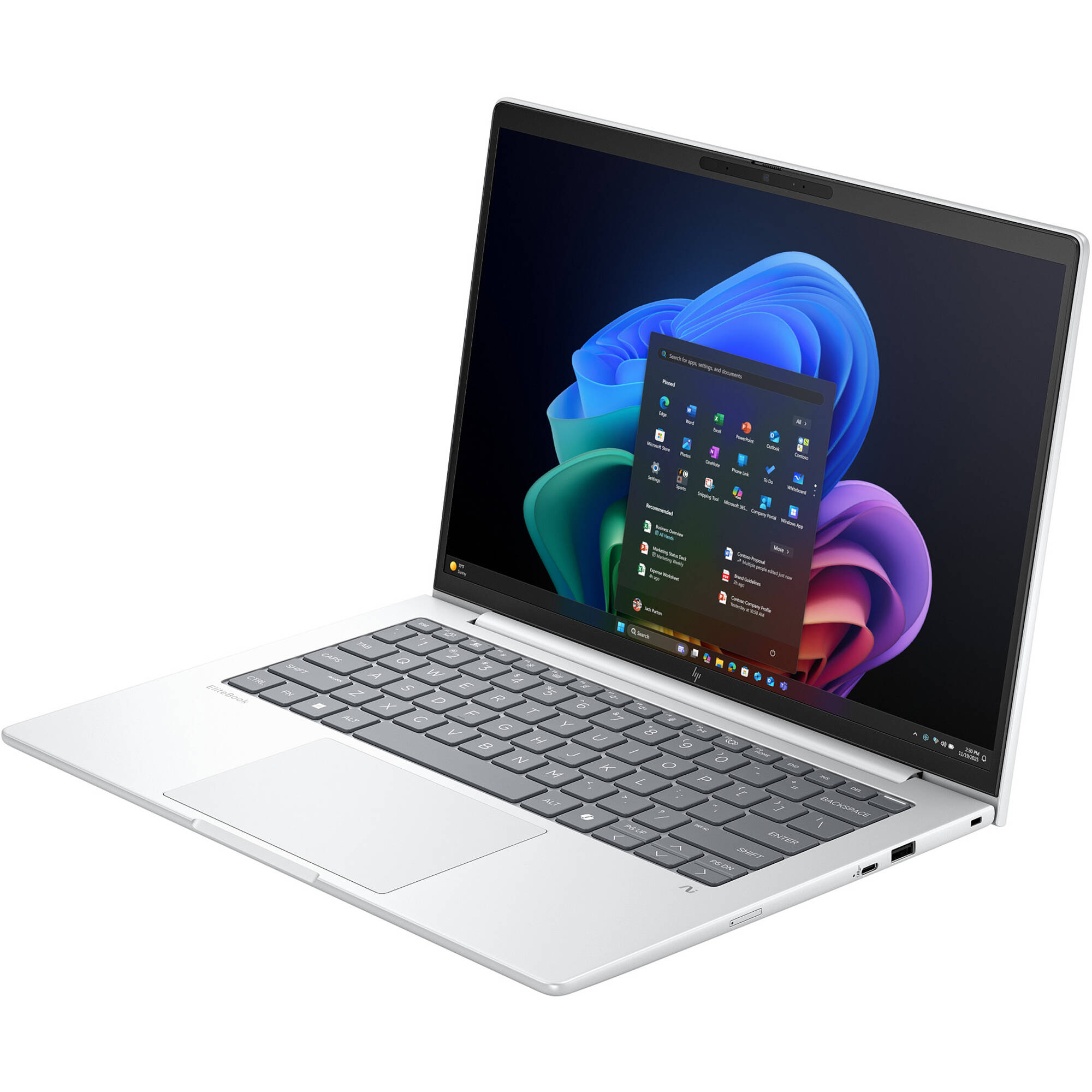 HP EliteBook 8 G1a AI 14-inch business laptop with WUXGA touchscreen and fingerprint reader — view 3