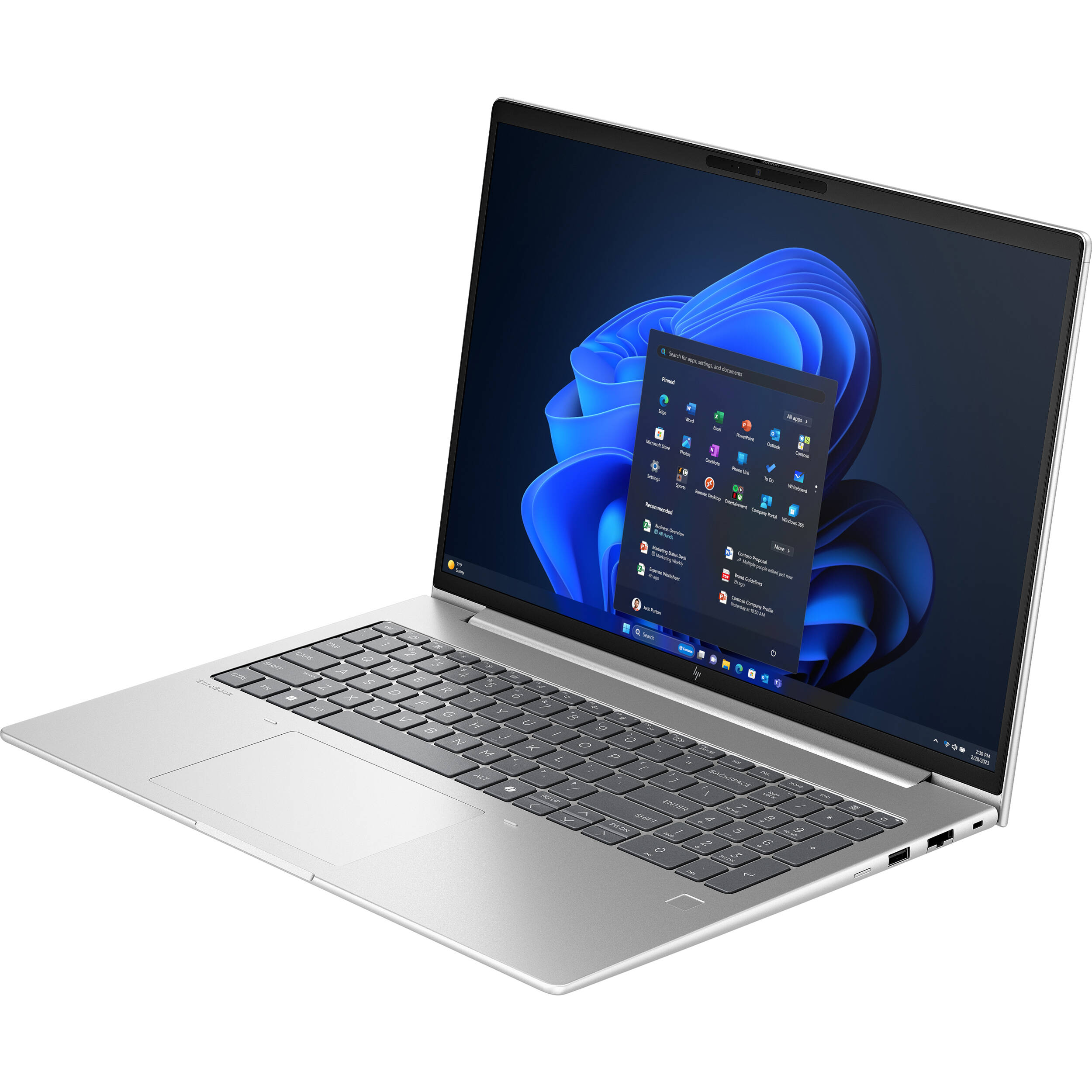 HP 16-inch business laptop with AMD Ryzen 7, 16 GB DDR5, 512 GB SSD, and fingerprint reader — view 3